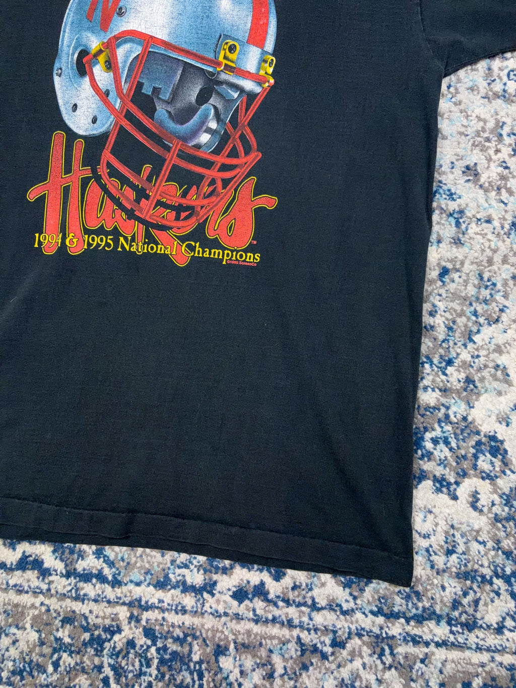 Vintage 1995 Nebraska Cornhuskers NCAA Helmet Graphic National Champs T-Shirt Size 2XL