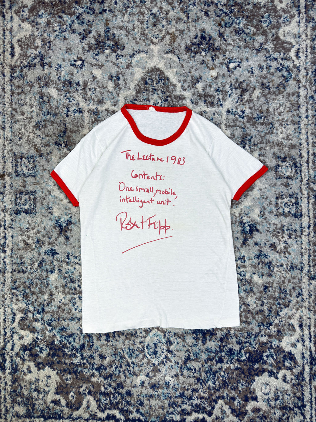 Vintage 1983 Robert Fripp Lecture Series King Crimson Music Ringer T-Shirt Size XS
