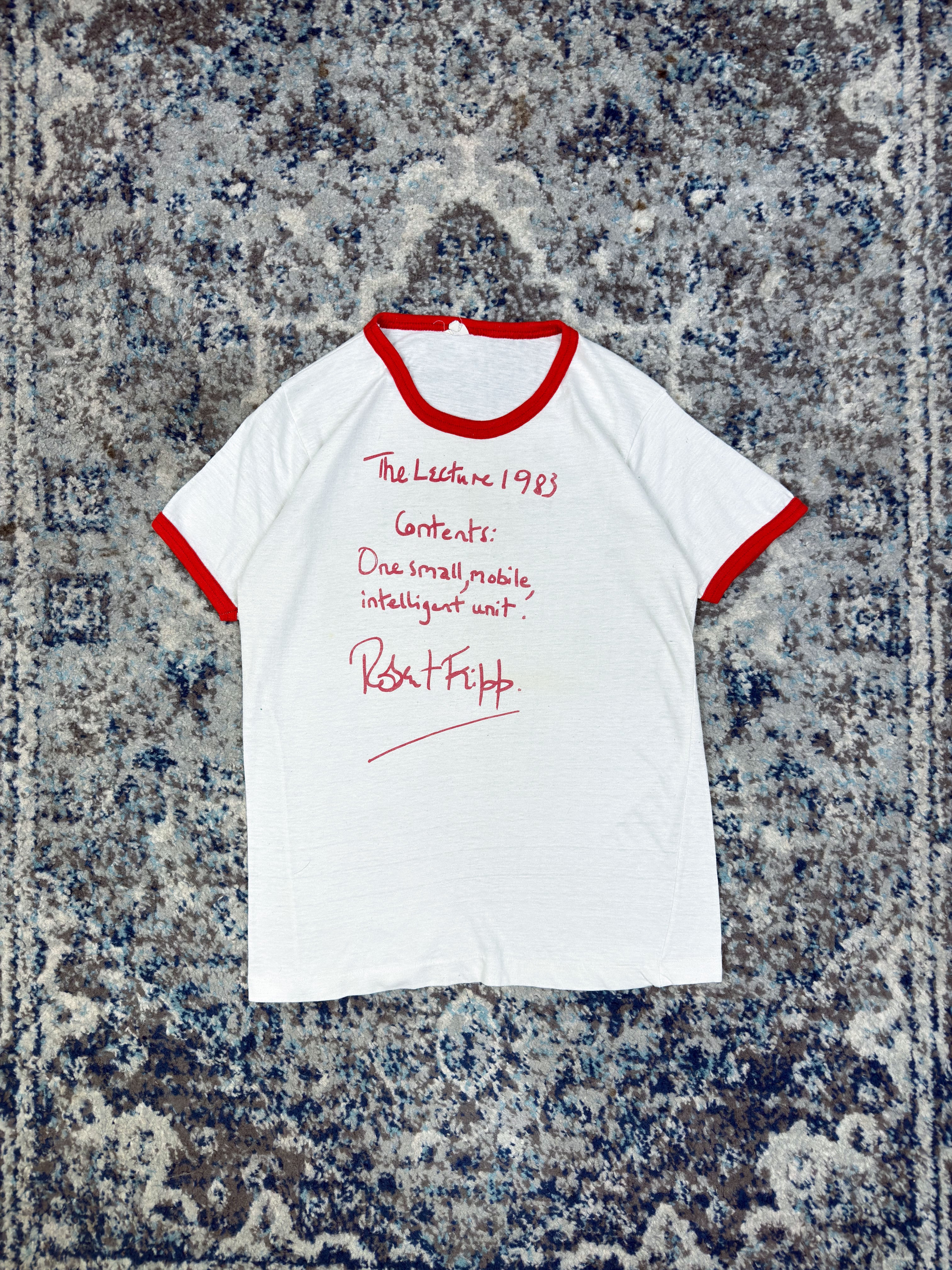 Vintage 1983 Robert Fripp Lecture Series King Crimson Music Ringer T-Shirt Size XS