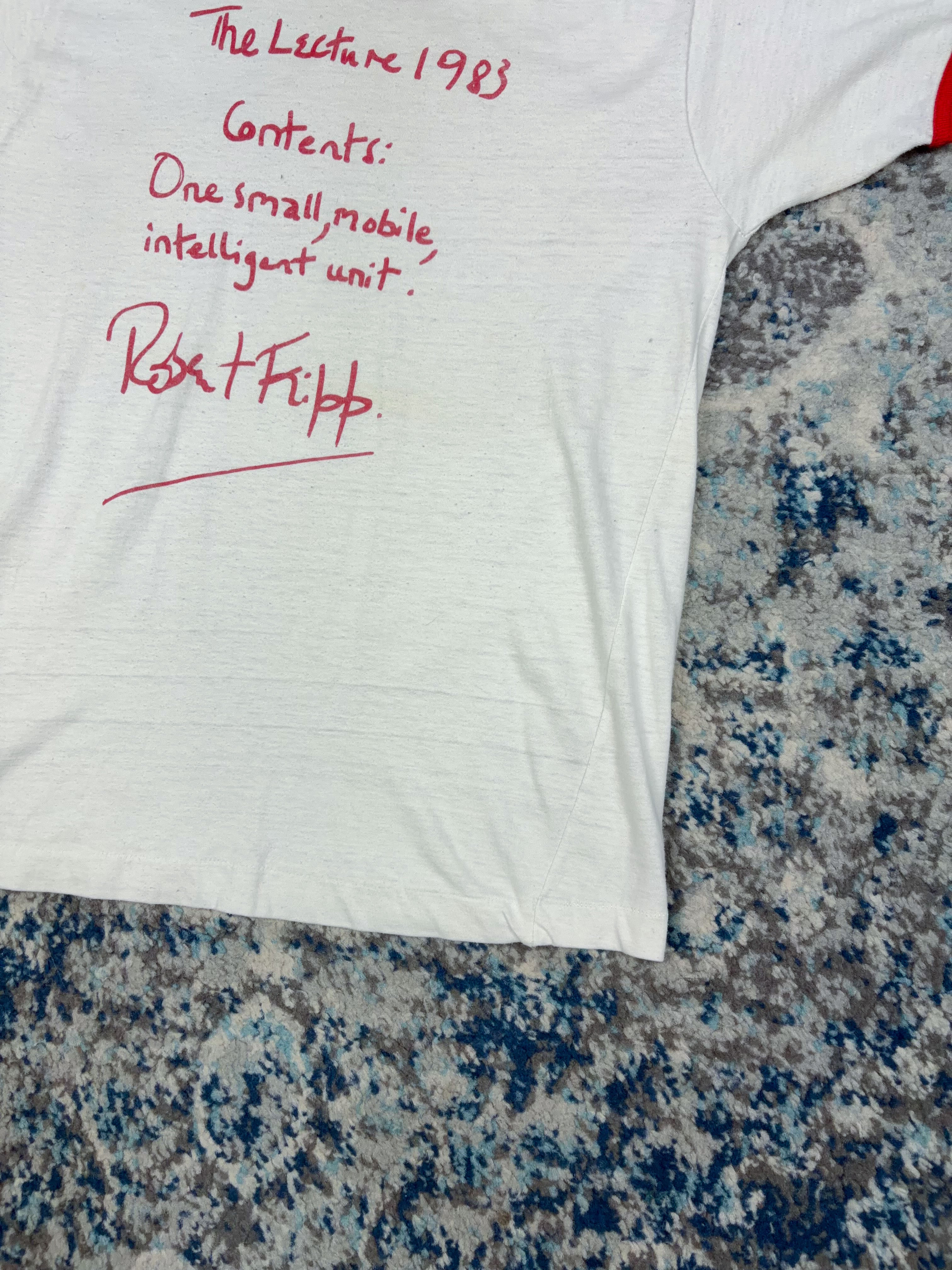Vintage 1983 Robert Fripp Lecture Series King Crimson Music Ringer T-Shirt Size XS