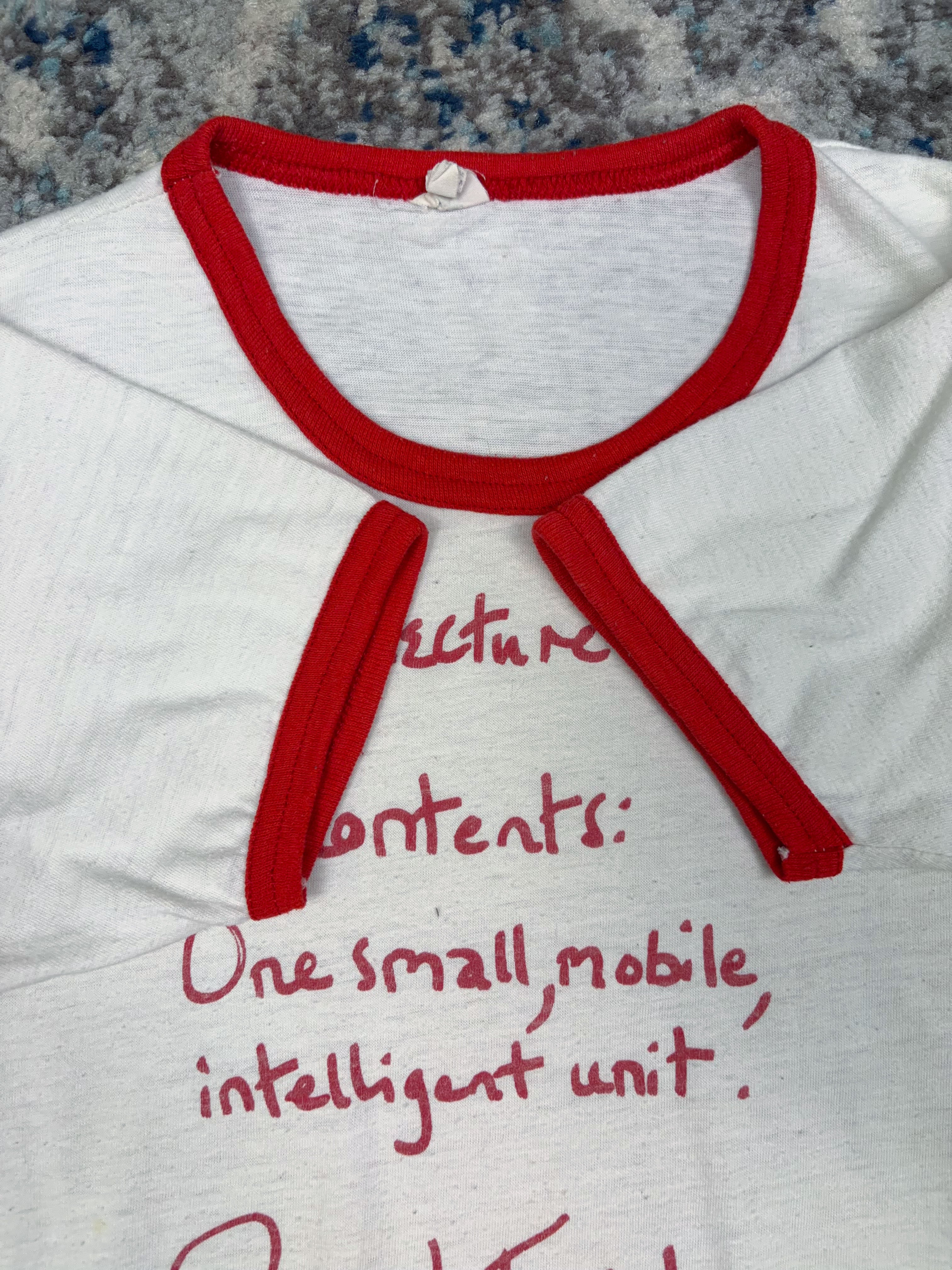 Vintage 1983 Robert Fripp Lecture Series King Crimson Music Ringer T-Shirt Size XS