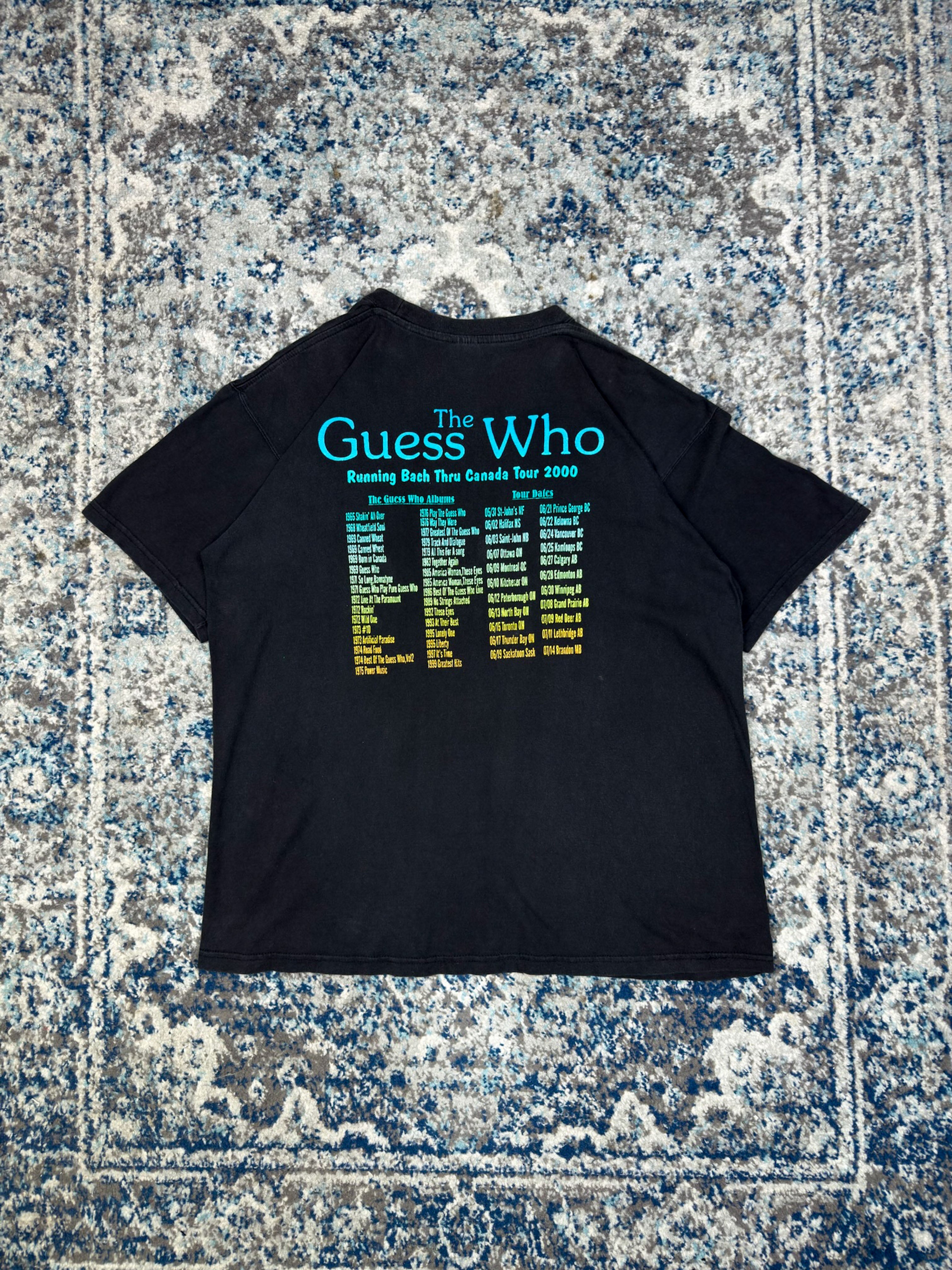 Vintage 2000 The Guess Who Runnin Bach Thru Canada Music Tour T-Shirt Size XL