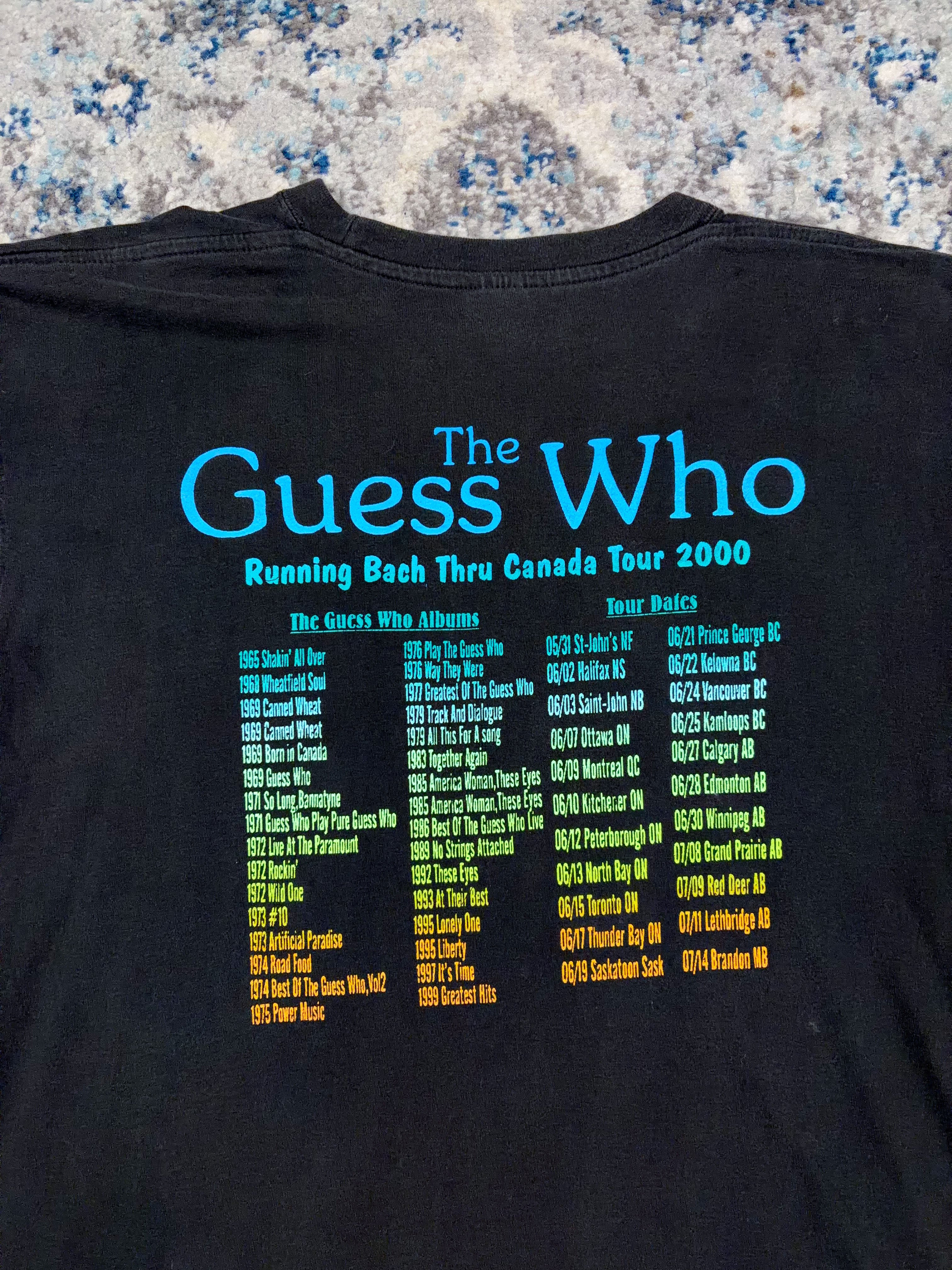 Vintage 2000 The Guess Who Runnin Bach Thru Canada Music Tour T-Shirt Size XL