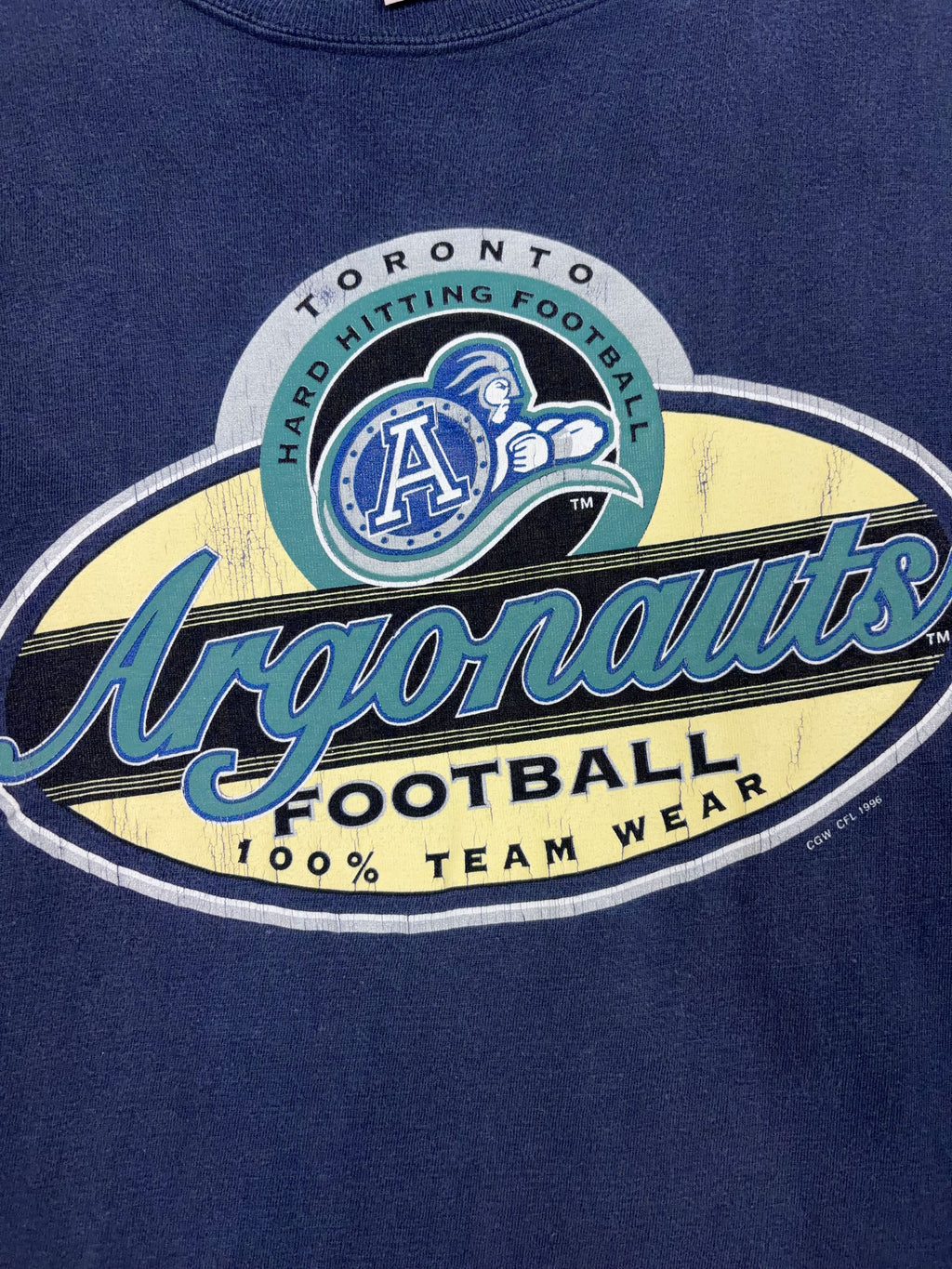 Vintage 1996 Toronto Argonauts CFL Script Spellout Graphic T-Shirt Size XL