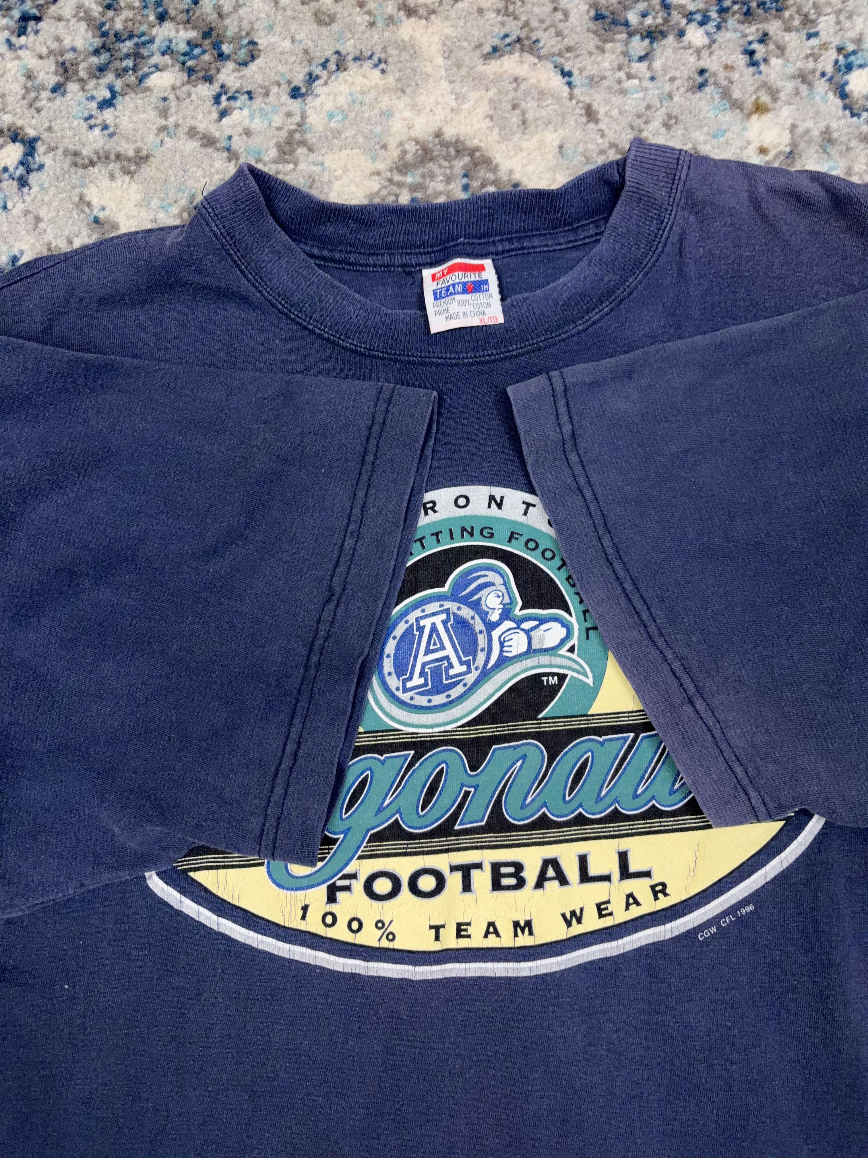 Vintage 1996 Toronto Argonauts CFL Script Spellout Graphic T-Shirt Size XL