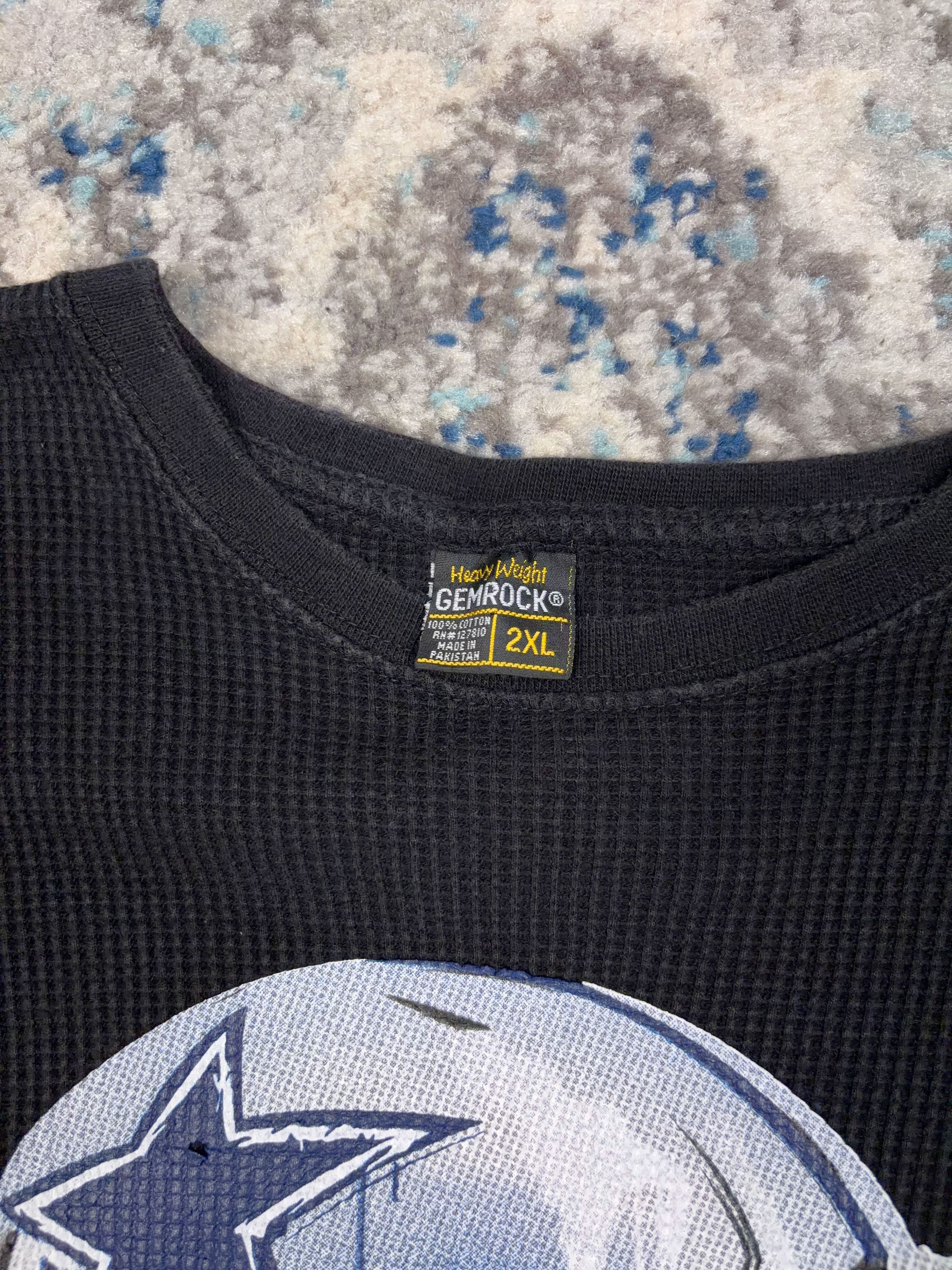 Vintage Dallas Cowboys NFL Helmet Graphic Long Sleeve Thermal T-Shirt Size 2XL