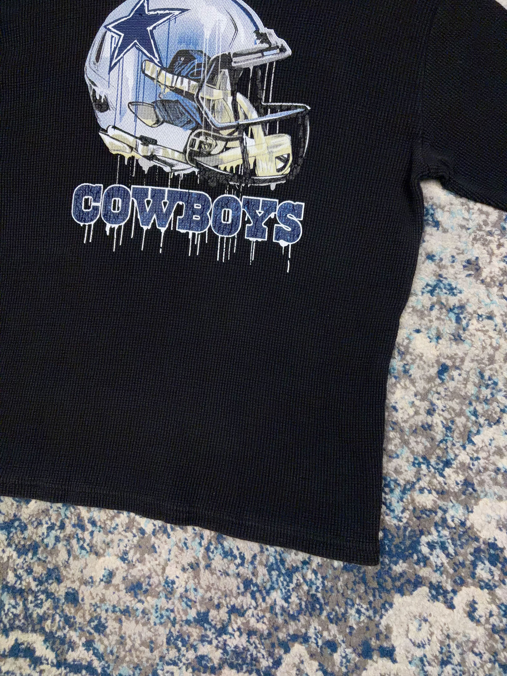 Vintage Dallas Cowboys NFL Helmet Graphic Long Sleeve Thermal T-Shirt Size 2XL