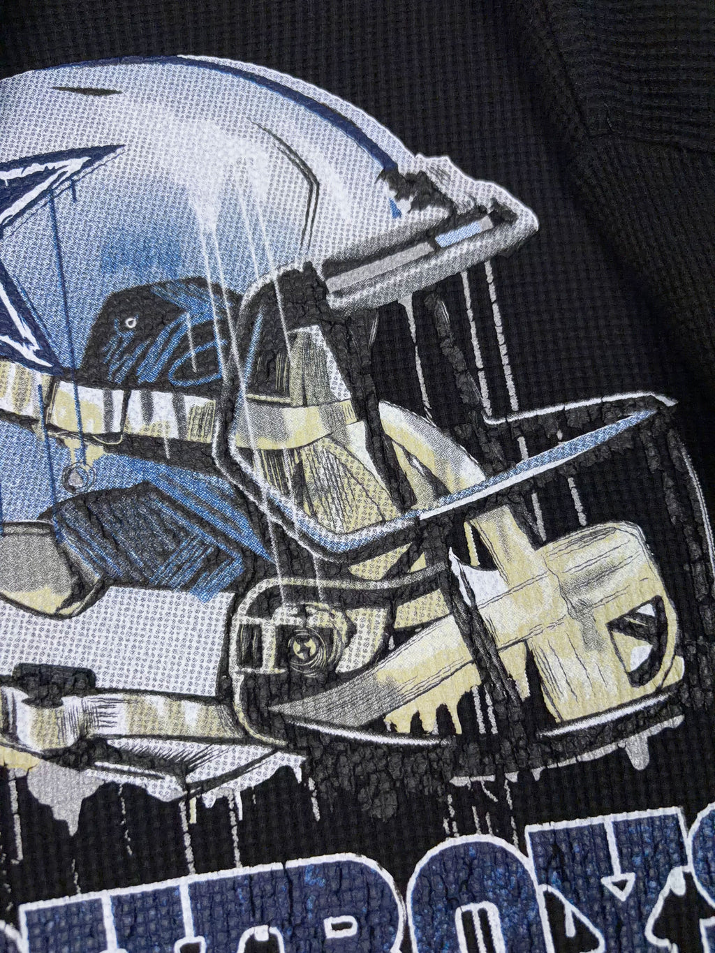 Vintage Dallas Cowboys NFL Helmet Graphic Long Sleeve Thermal T-Shirt Size 2XL
