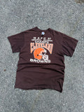 Vintage 1987 Cleveland Browns NFL Helmet Graphic Spellout T-Shirt Size Large