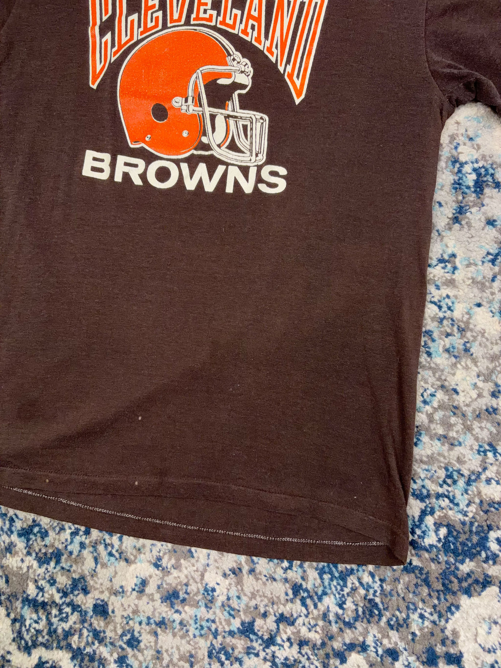 Vintage 1987 Cleveland Browns NFL Helmet Graphic Spellout T-Shirt Size Large