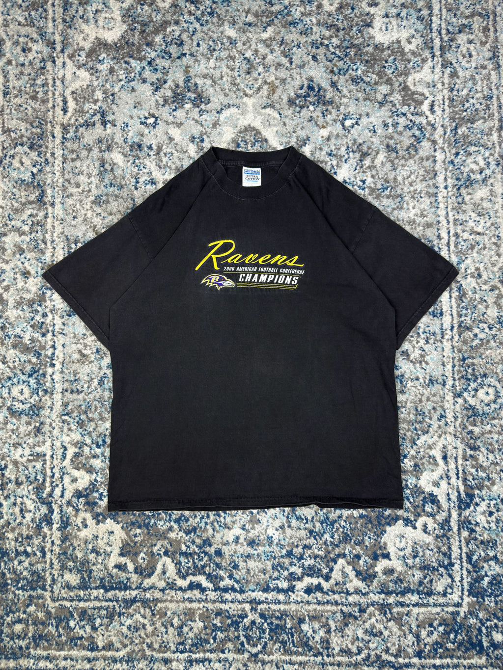 Vintage 2000 Baltimore Ravens NFL AFC Champions Embroidered T-Shirt Size XL