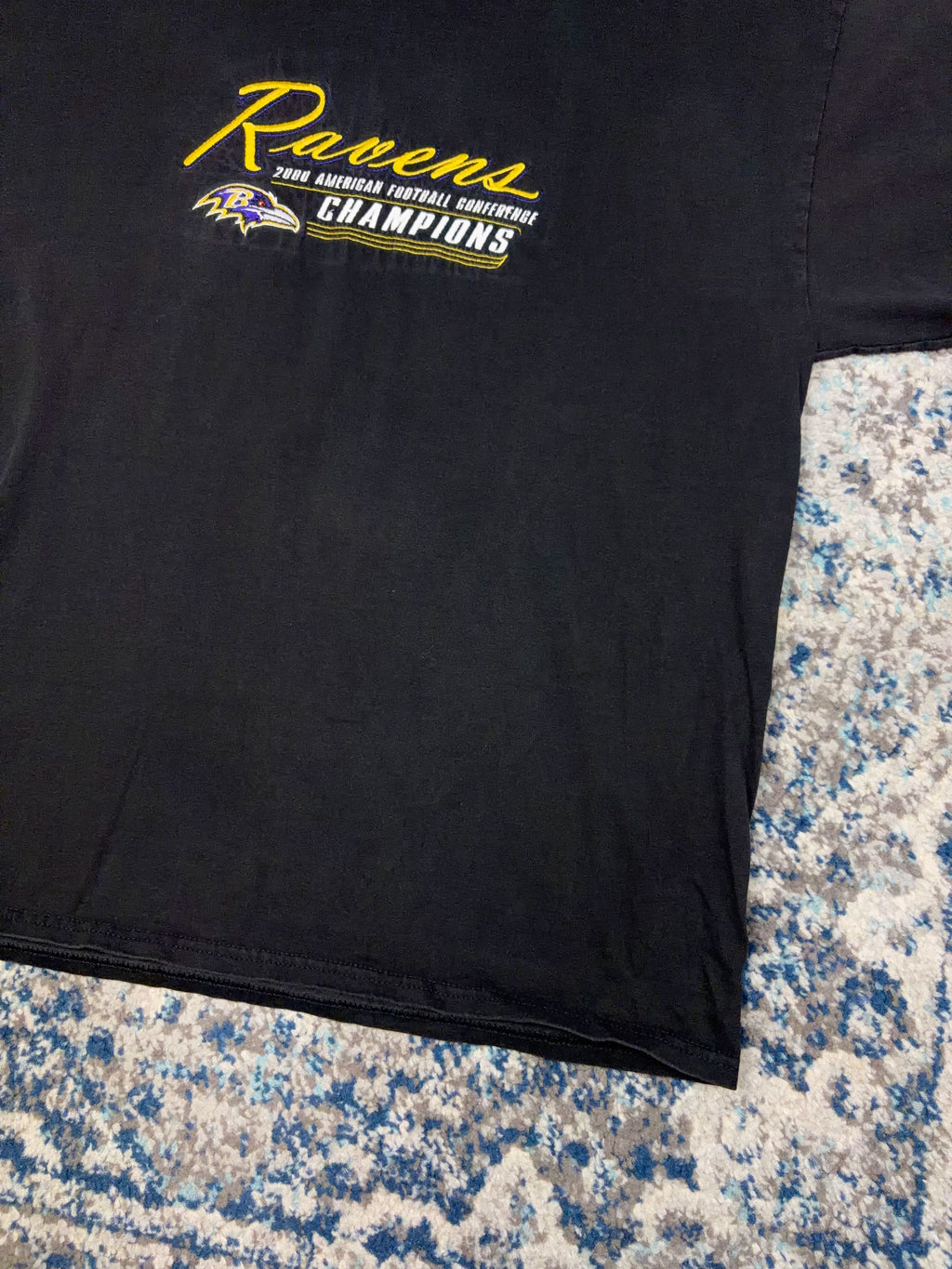 Vintage 2000 Baltimore Ravens NFL AFC Champions Embroidered T-Shirt Size XL