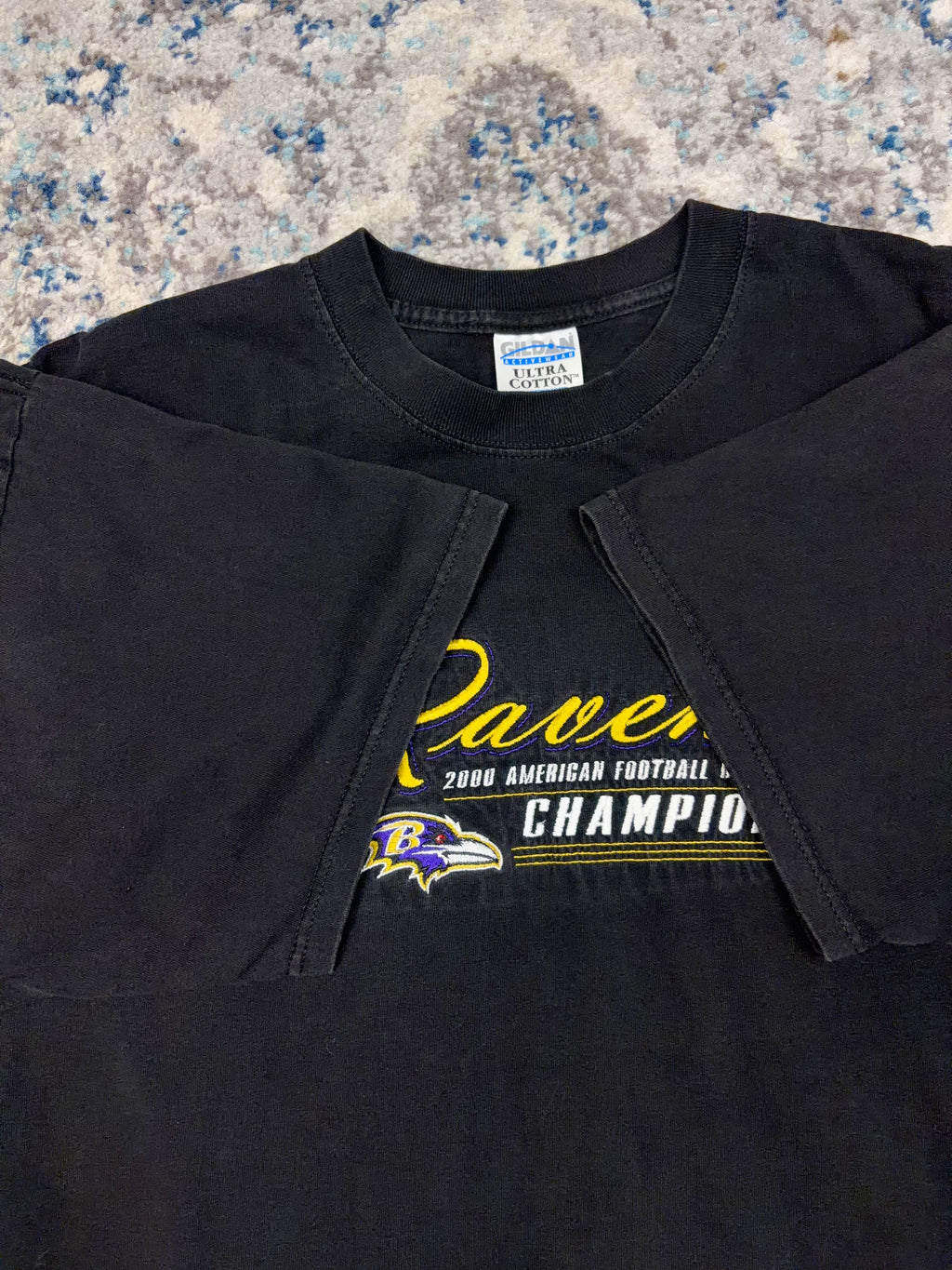 Vintage 2000 Baltimore Ravens NFL AFC Champions Embroidered T-Shirt Size XL