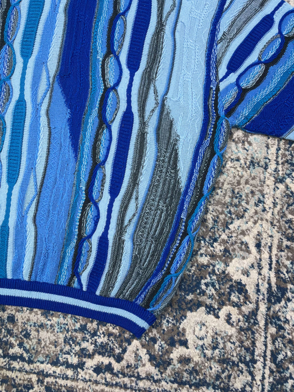 Vintage Bagazio Abstract Pattern Tonal Pullover 3D Knit Sweater Size XL