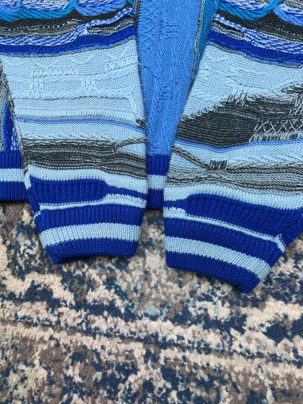 Vintage Bagazio Abstract Pattern Tonal Pullover 3D Knit Sweater Size XL