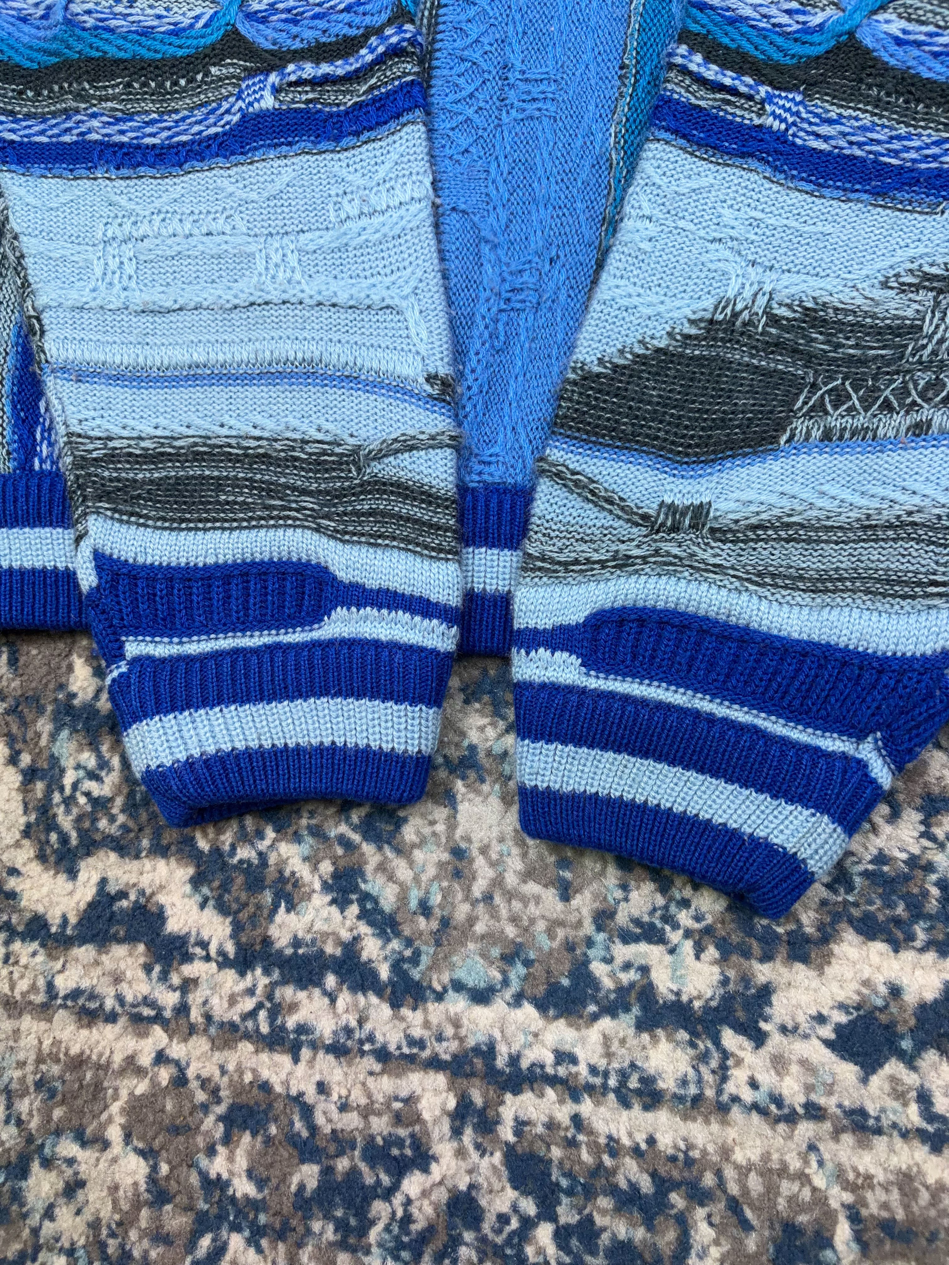 Vintage Bagazio Abstract Pattern Tonal Pullover 3D Knit Sweater Size XL