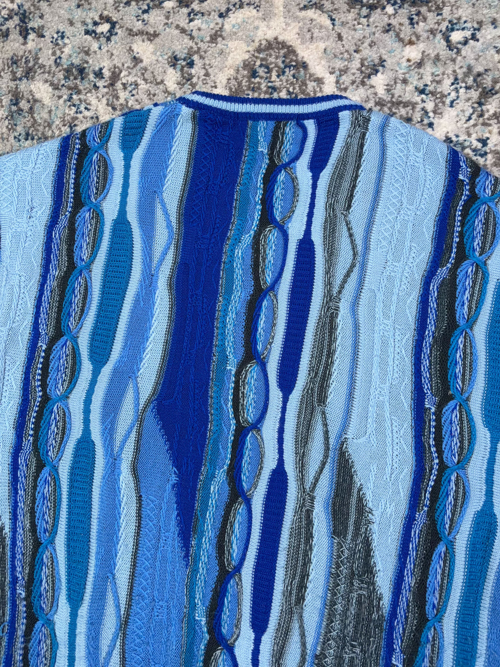 Vintage Bagazio Abstract Pattern Tonal Pullover 3D Knit Sweater Size XL