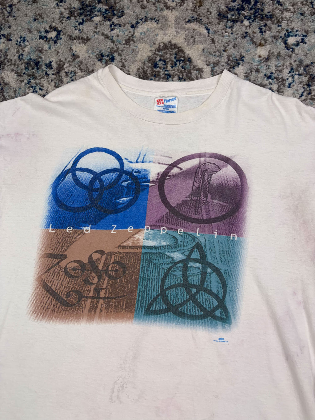 Vintage 90s Led Zeppelin IV Logos Rock Music Promo Spellout T-Shirt Size XL