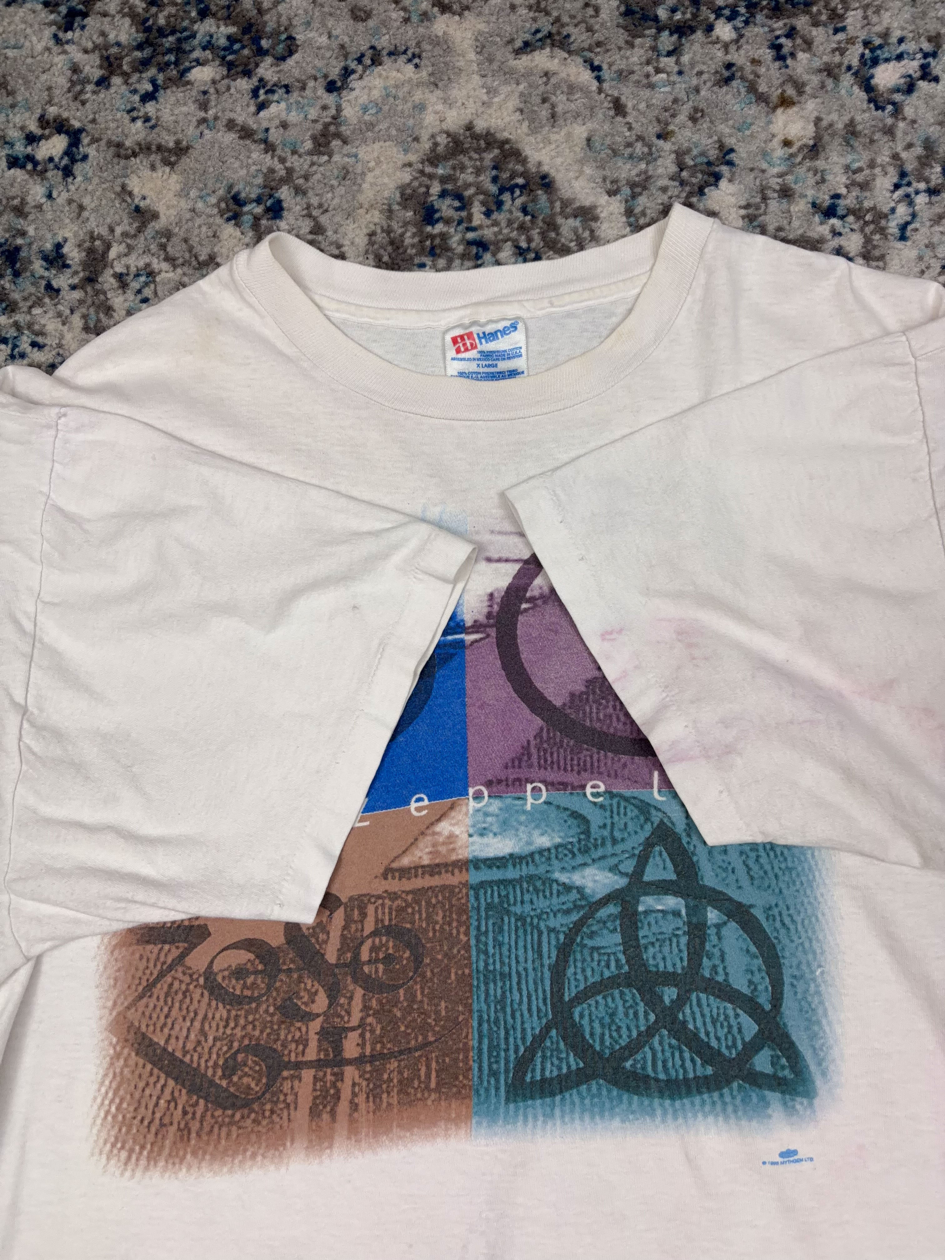 Vintage 90s Led Zeppelin IV Logos Rock Music Promo Spellout T-Shirt Size XL
