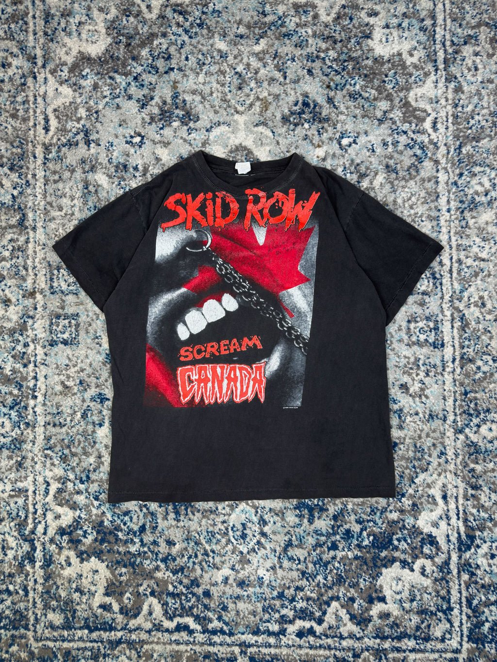 Vintage 1992 Skid Row Scream Canada Tour Heavy Metal Music Tour T-Shirt Size XL