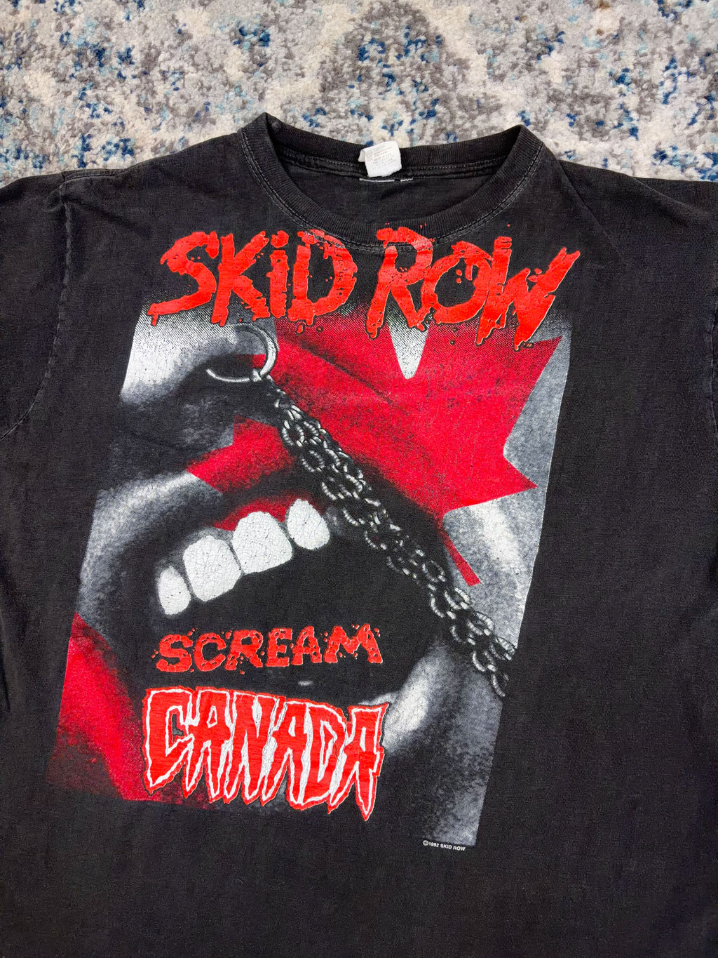 Vintage 1992 Skid Row Scream Canada Tour Heavy Metal Music Tour T-Shirt Size XL