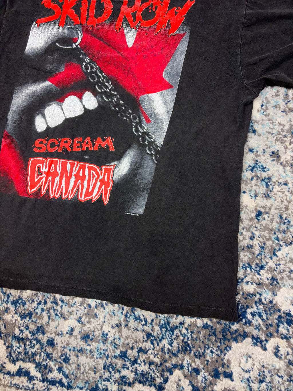 Vintage 1992 Skid Row Scream Canada Tour Heavy Metal Music Tour T-Shirt Size XL