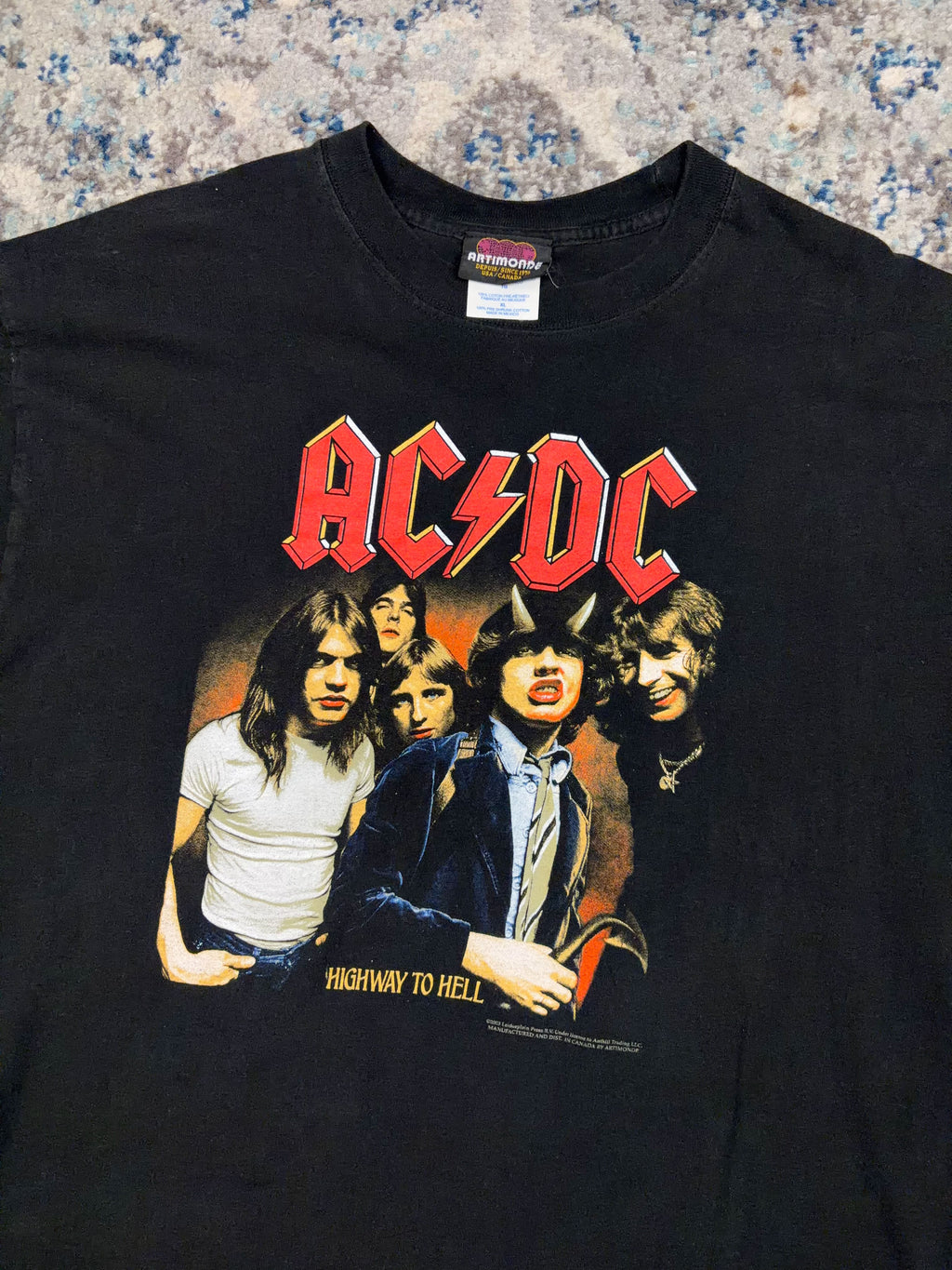 Vintage 2003 AC/DC Highway To Hell Band Portrait Rock Music Graphic T-Shirt Size XL