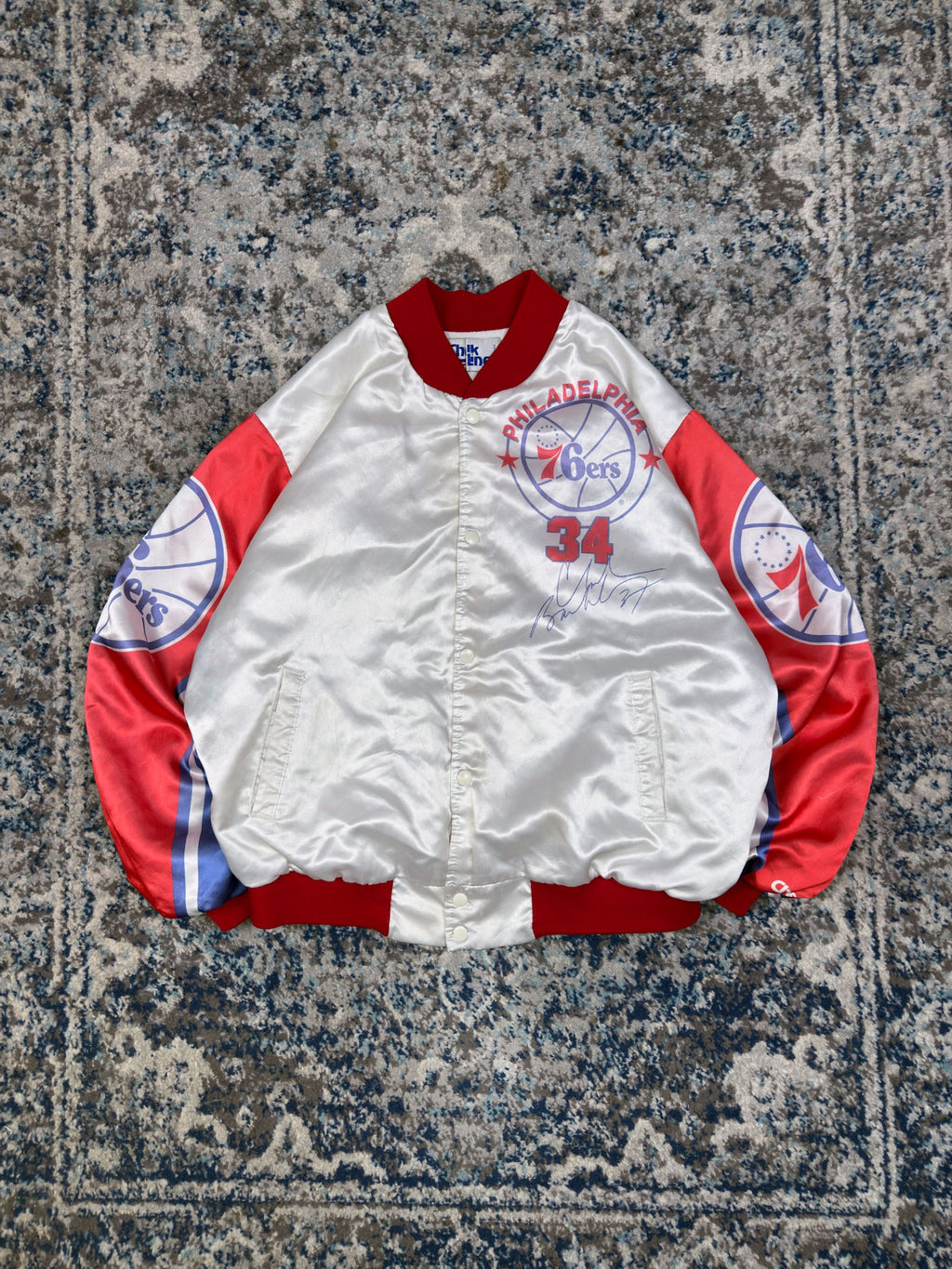 90s Sir Charles Barkley #34 Philadelphia Sixers NBA Fanimation Chalk Line Jacket Size XL