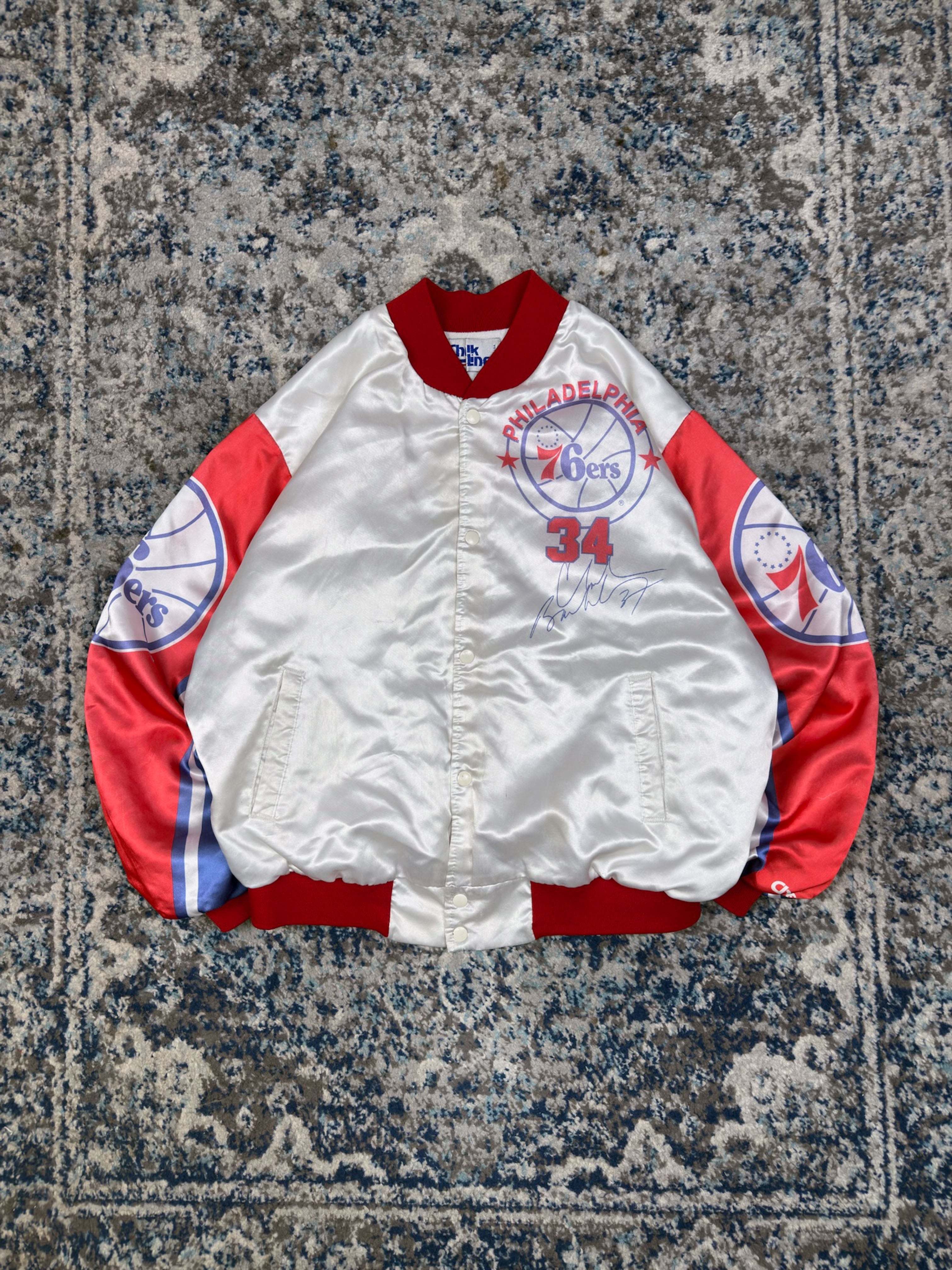 90s Sir Charles Barkley #34 Philadelphia Sixers NBA Fanimation Chalk Line Jacket Size XL
