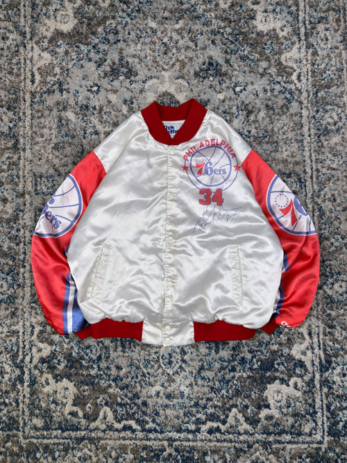 90s Sir Charles Barkley #34 Philadelphia Sixers NBA Fanimation Chalk Line Jacket Size XL