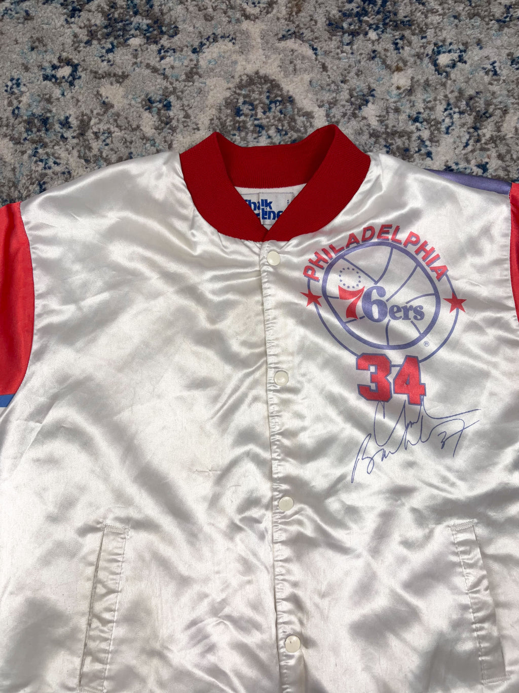 90s Sir Charles Barkley #34 Philadelphia Sixers NBA Fanimation Chalk Line Jacket Size XL