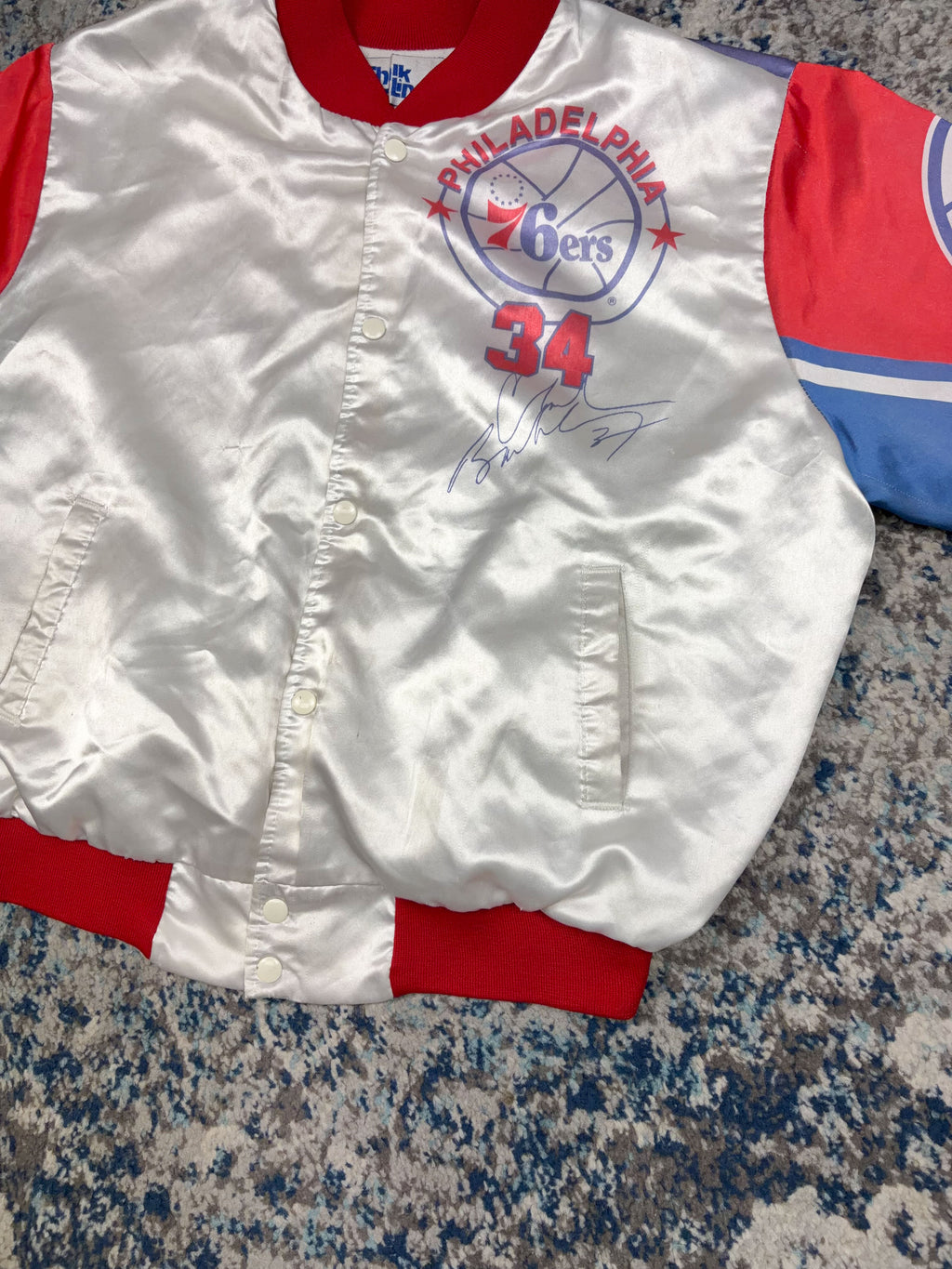 90s Sir Charles Barkley #34 Philadelphia Sixers NBA Fanimation Chalk Line Jacket Size XL