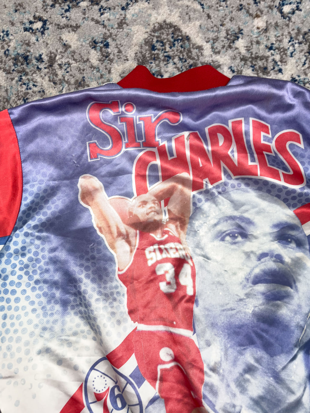 90s Sir Charles Barkley #34 Philadelphia Sixers NBA Fanimation Chalk Line Jacket Size XL
