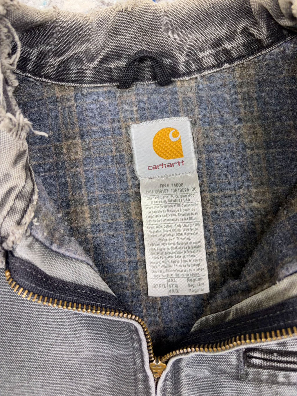 Vintage Carhartt Blanket Lined Canvas Workwear Detroit Jacket J97 PTL Size 4XL