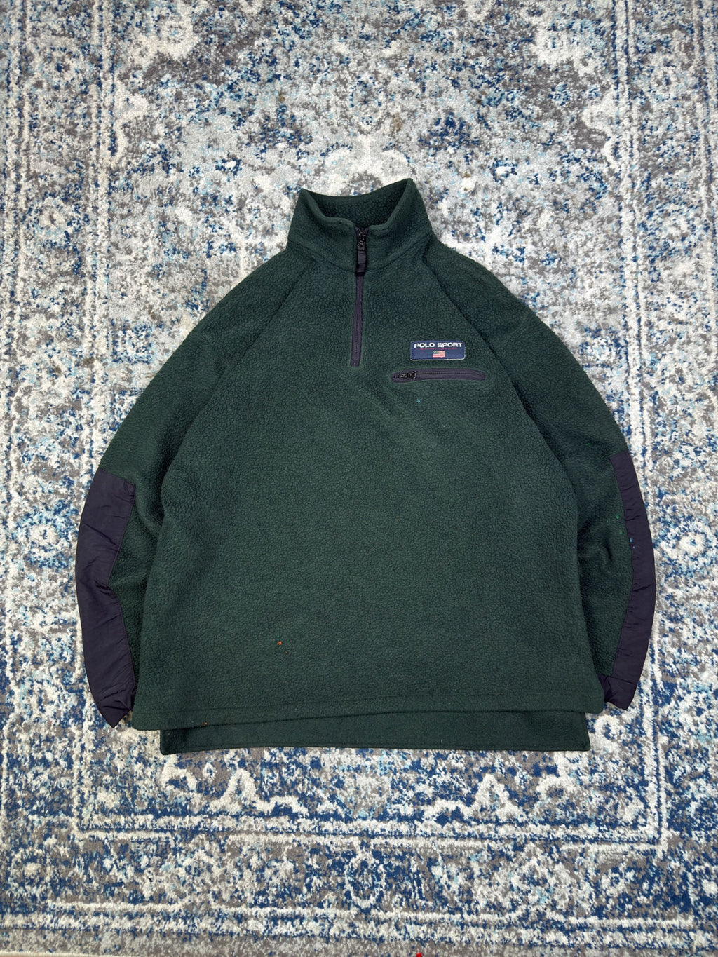 Vintage 90s Polo Sport Ralph Lauren 1/4 Zip Pullover Fleece Sweatshirt Size Medium