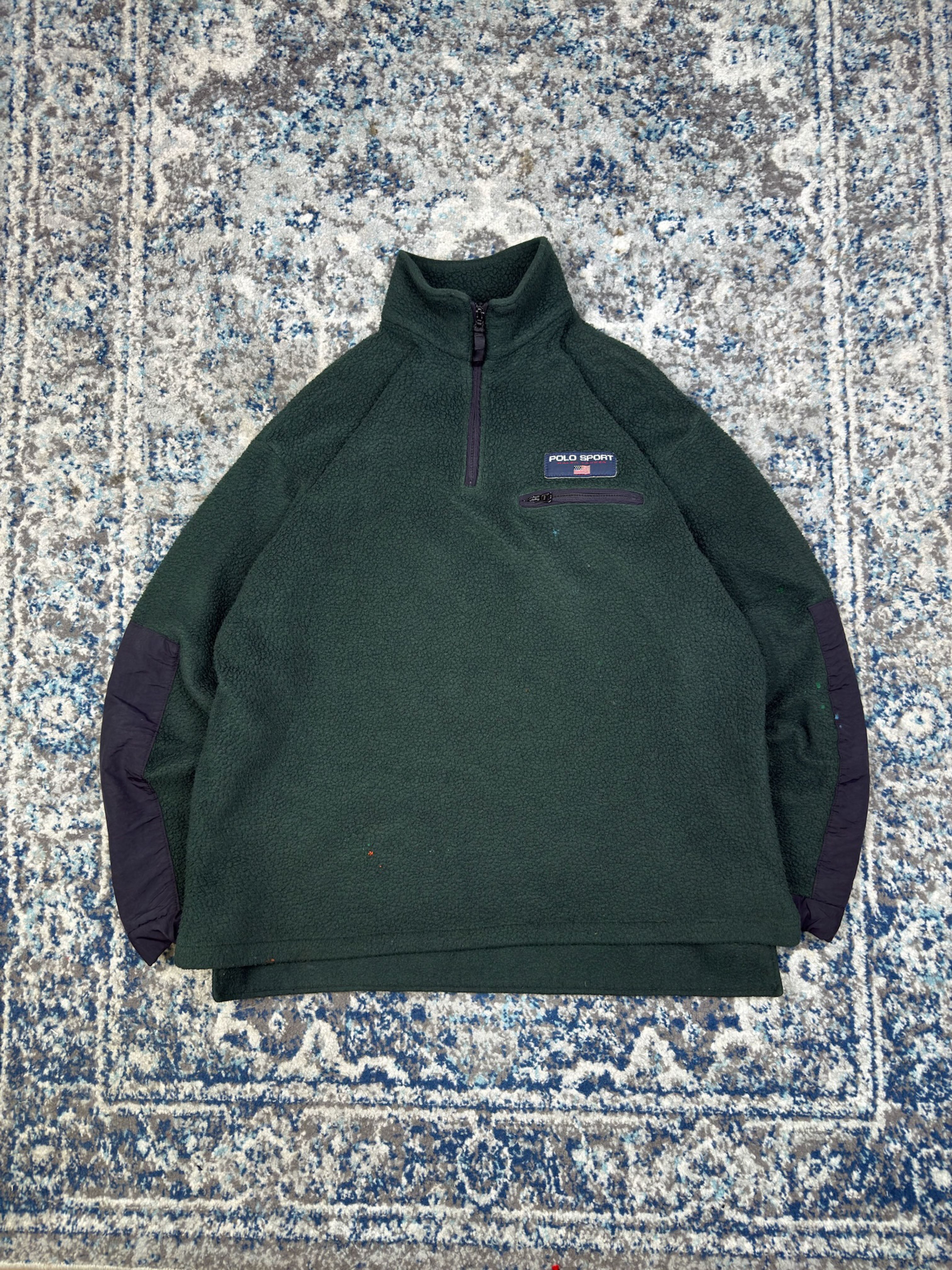Vintage 90s Polo Sport Ralph Lauren 1/4 Zip Pullover Fleece Sweatshirt Size Medium
