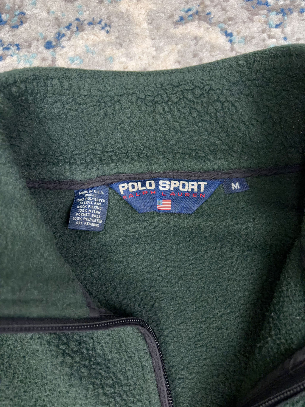 Vintage 90s Polo Sport Ralph Lauren 1/4 Zip Pullover Fleece Sweatshirt Size Medium