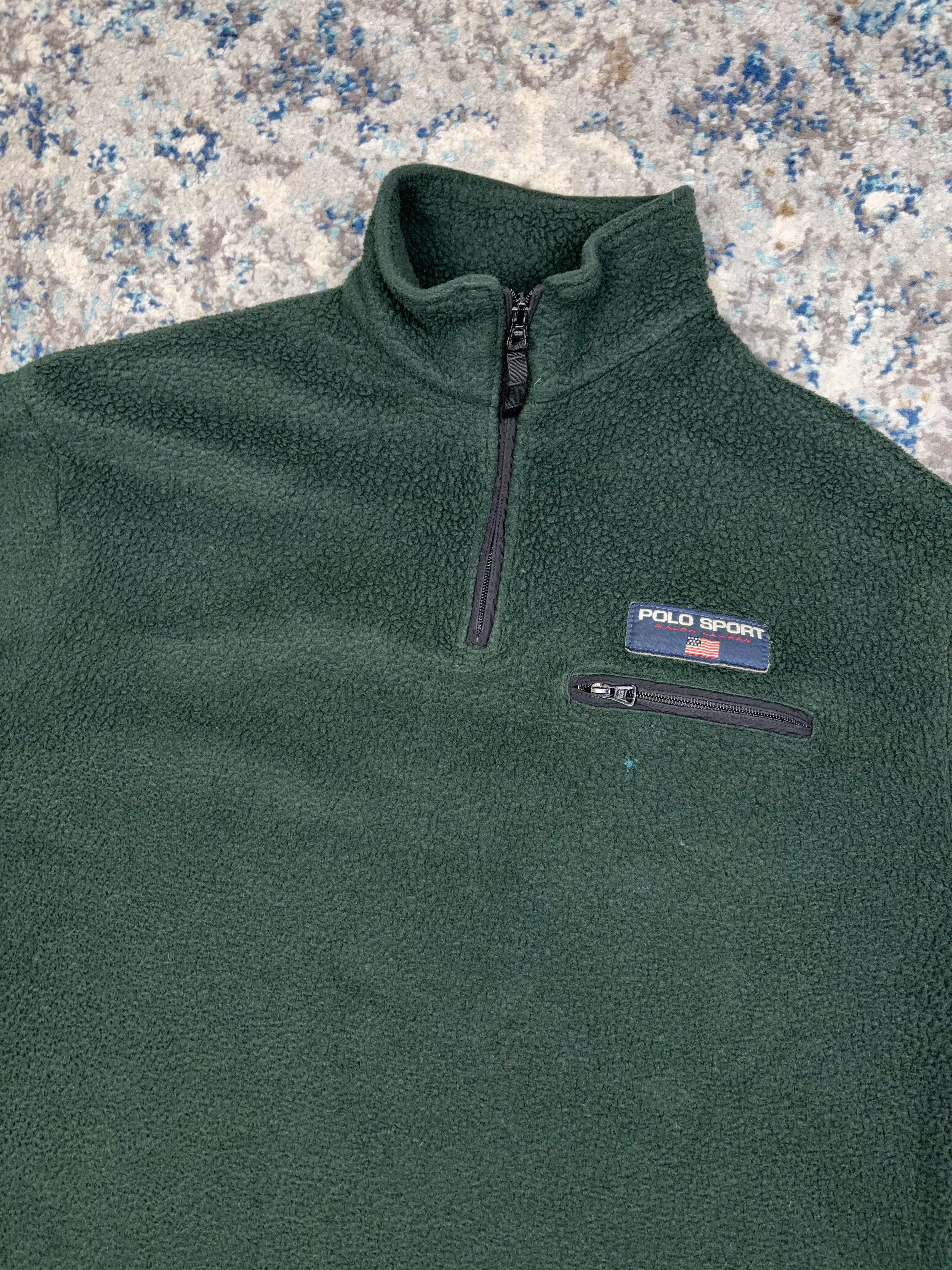 Vintage 90s Polo Sport Ralph Lauren 1/4 Zip Pullover Fleece Sweatshirt Size Medium