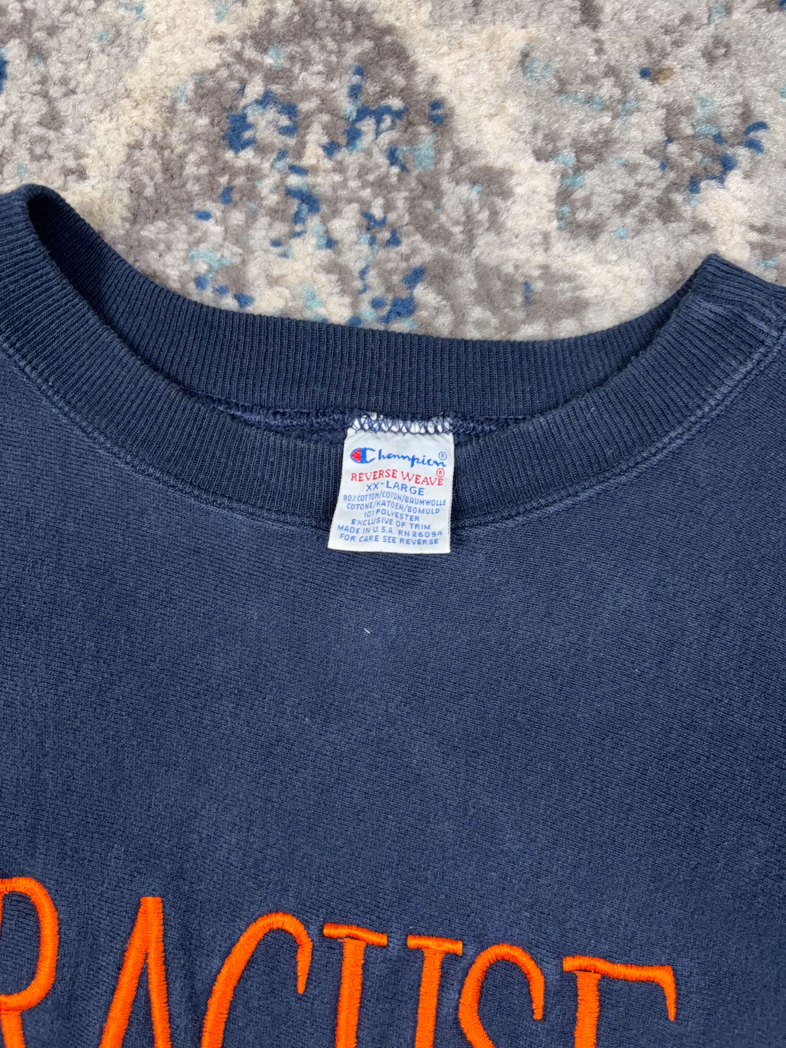 Vintage 90s Syracuse Orangemen NCAA Embroidered Champion Reverse Weave Sweatshirt Size 2XL