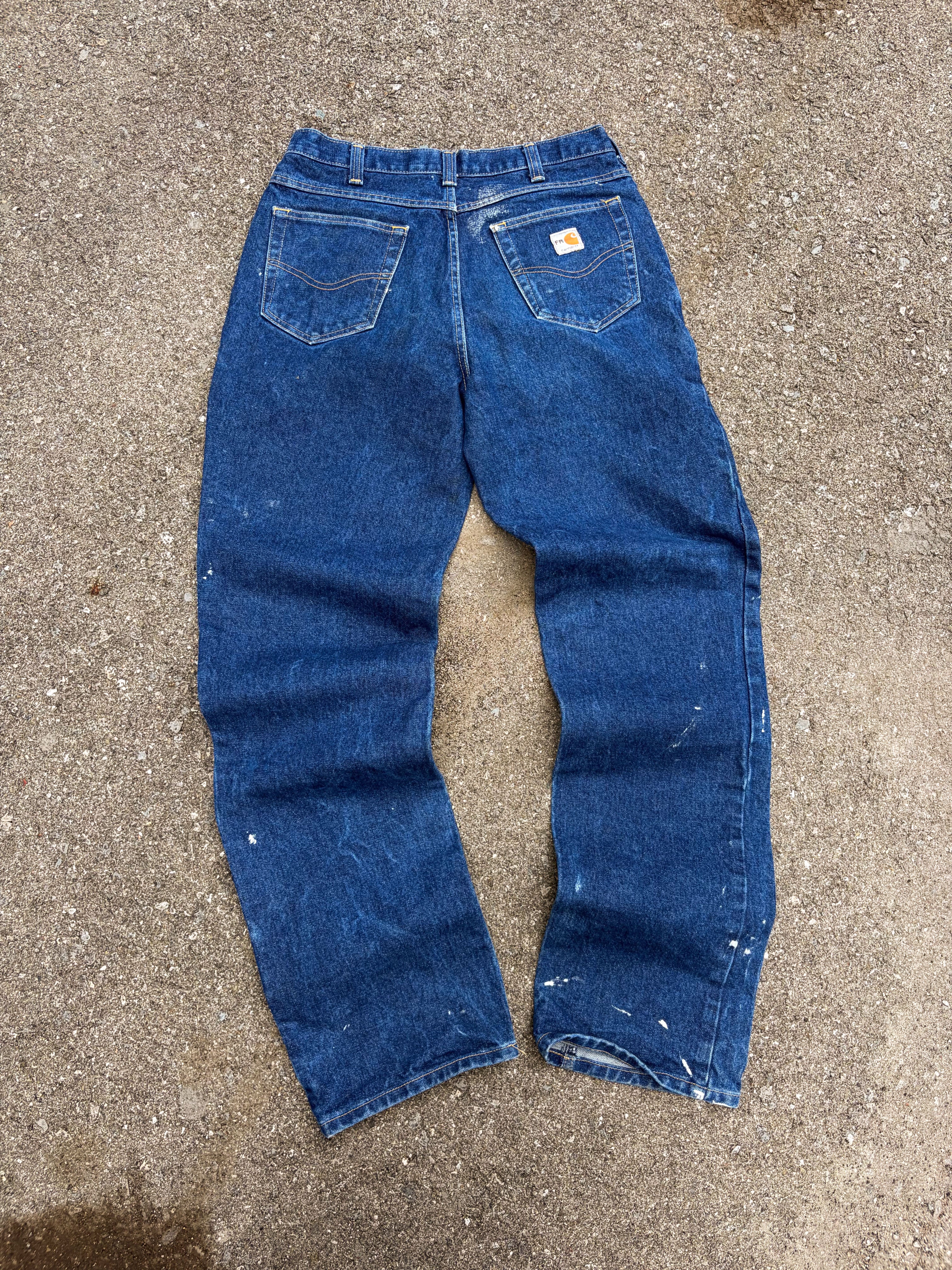 Vintage Carhartt FR Relaxed Fit Dark Wash Denim Workwear Pants Size