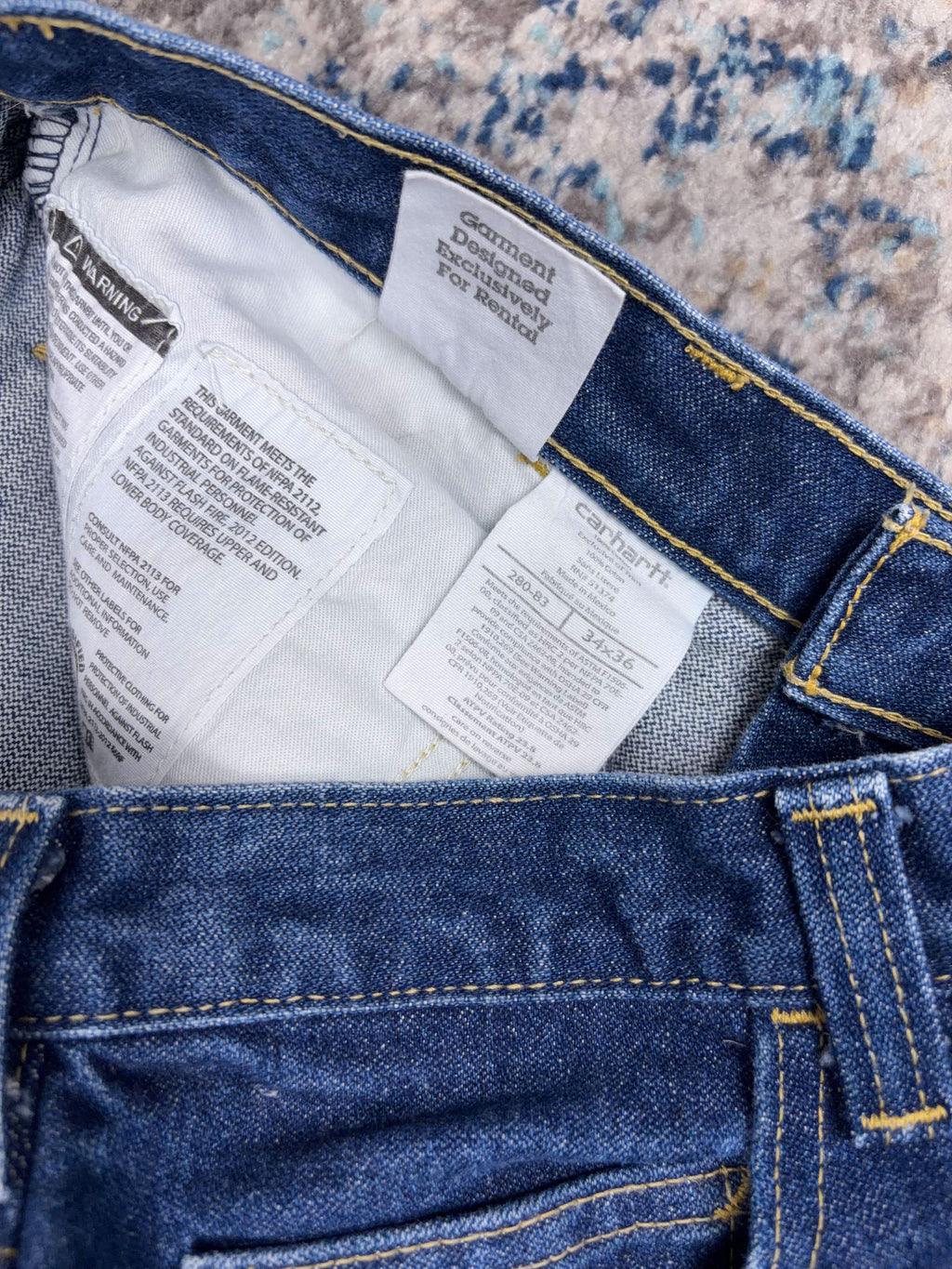 Vintage Carhartt FR Relaxed Fit Dark Wash Denim Workwear Pants Size