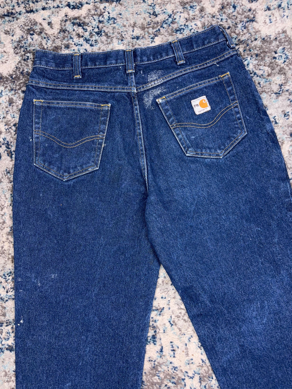 Vintage Carhartt FR Relaxed Fit Dark Wash Denim Workwear Pants Size