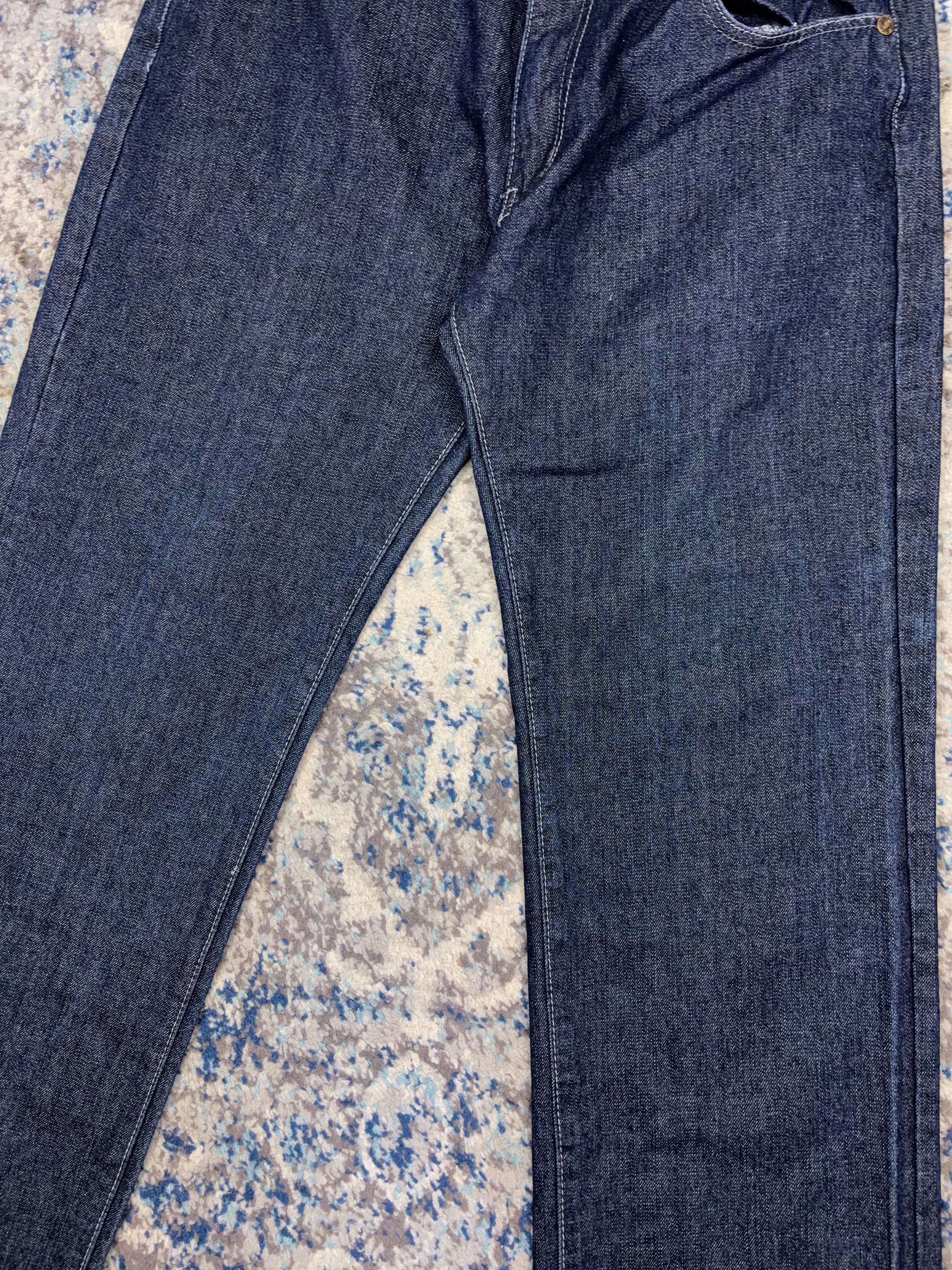 Vintage Y2K Red Ape Argyle Plaid Pocket Stitch Dark Wash Denim Pants Size 35