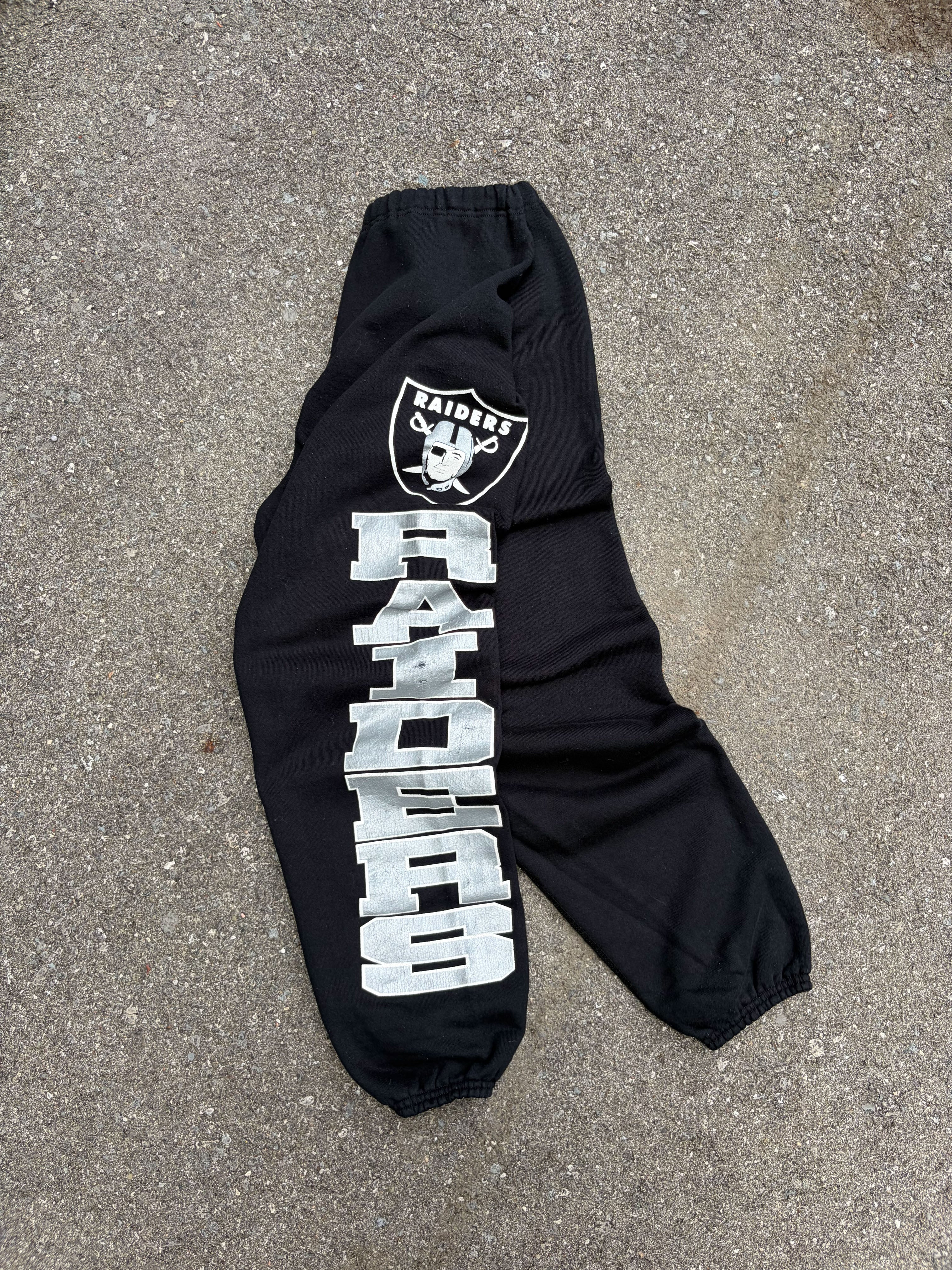 Vintage 90s Oakland Raiders NFL Logo Spellout Sweat Pants Size Large