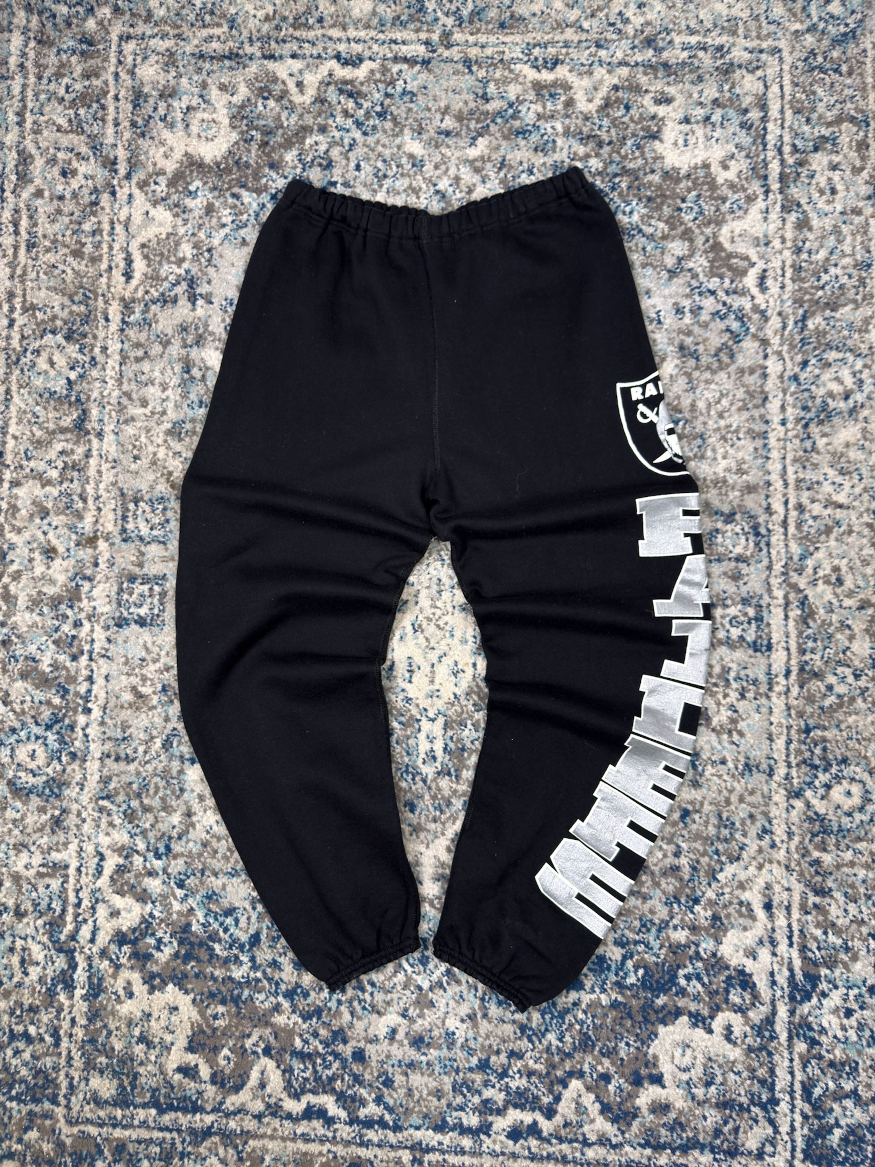 Vintage 90s Oakland Raiders NFL Logo Spellout Sweat Pants Size Large