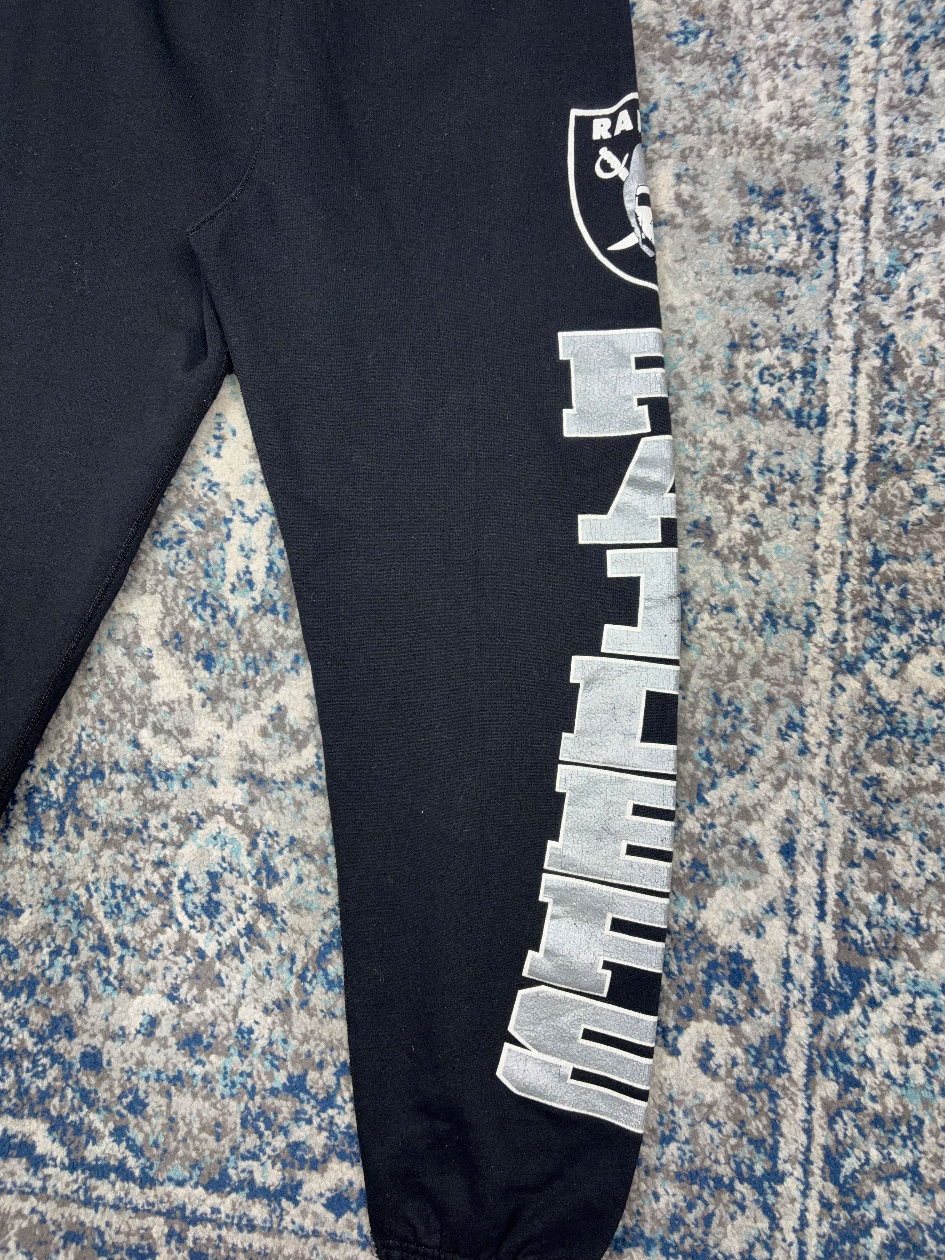 Vintage 90s Oakland Raiders NFL Logo Spellout Sweat Pants Size Large