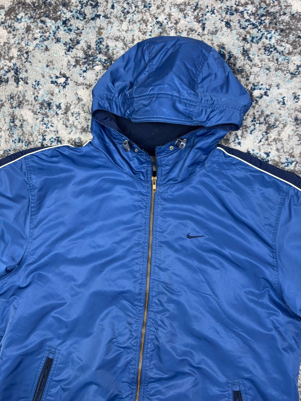 Vintage Nike Embroidered Mini Swoosh Insulated Hooded Bomber Jacket Size Medium