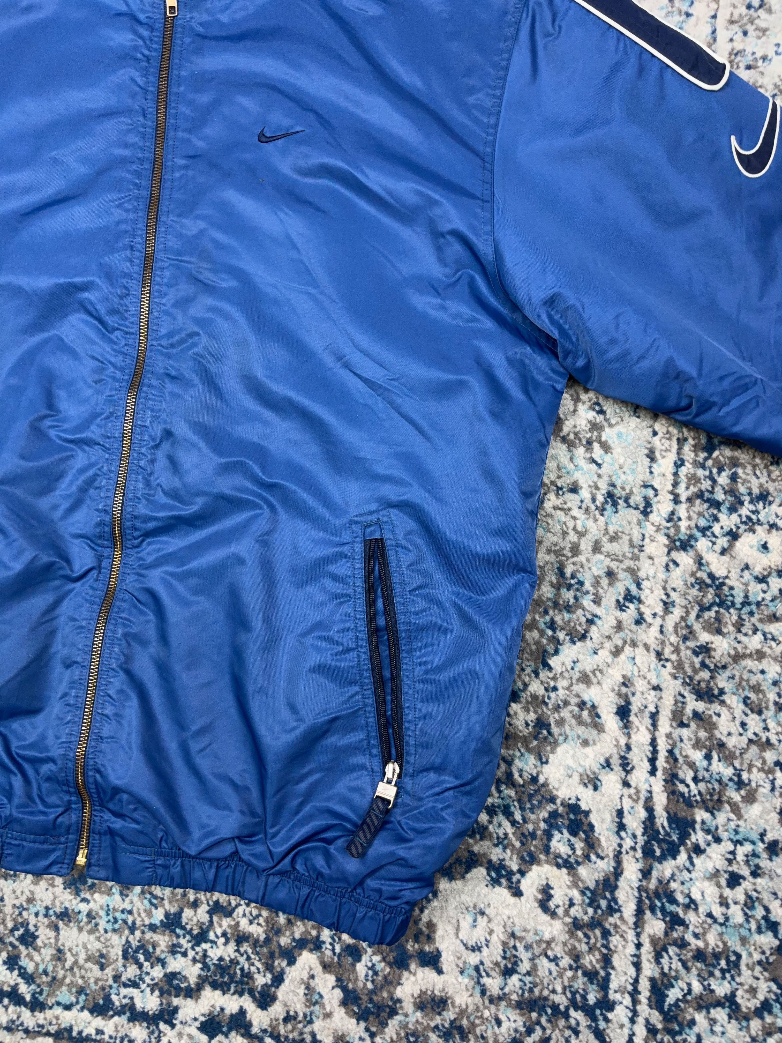 Vintage Nike Embroidered Mini Swoosh Insulated Hooded Bomber Jacket Size Medium