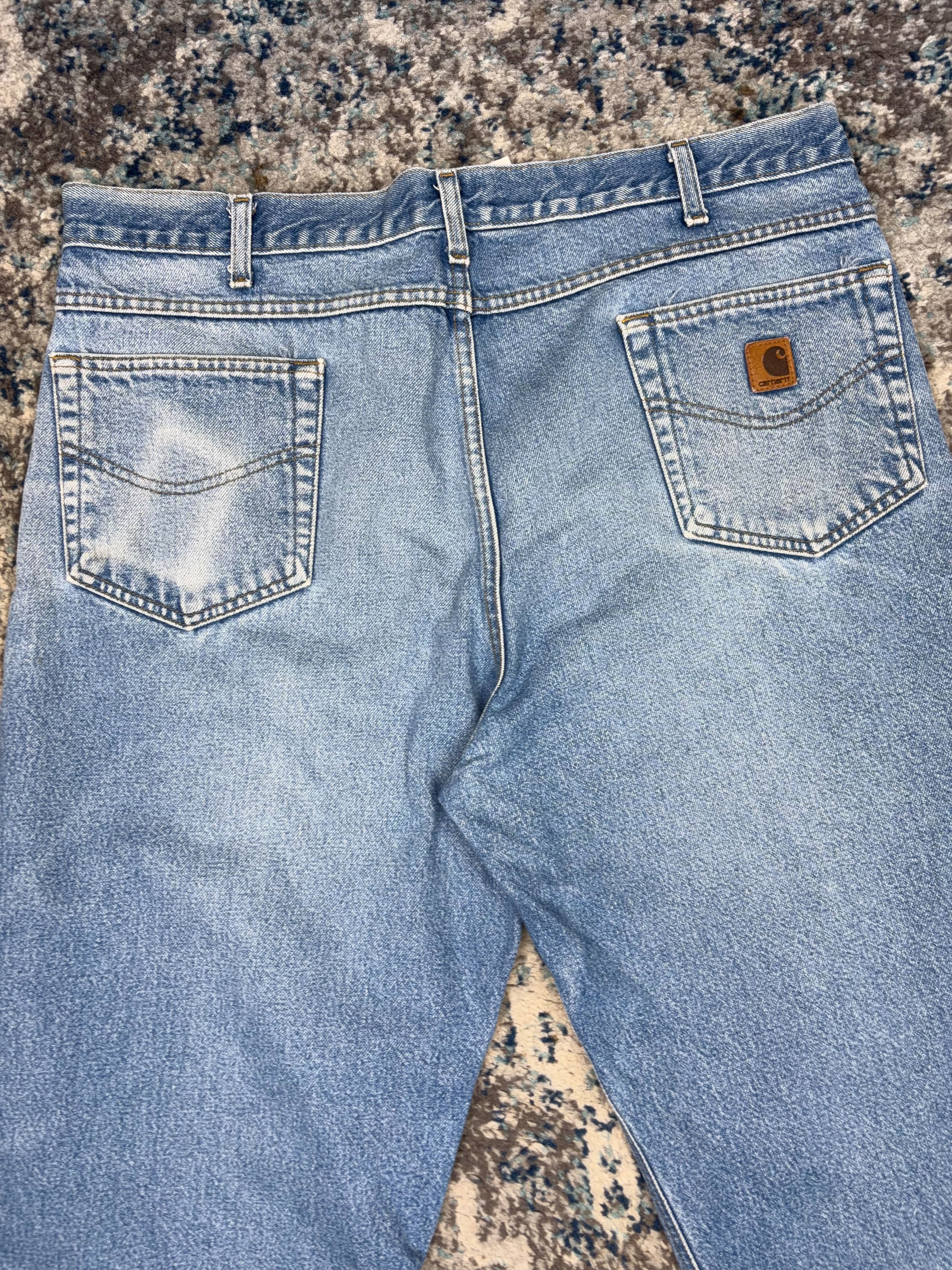 Vintage Carhartt Regular Fit Workwear Light Wash Denim Pants Size 38