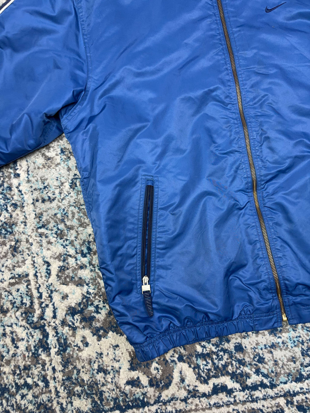 Vintage Nike Embroidered Mini Swoosh Insulated Hooded Bomber Jacket Size Medium